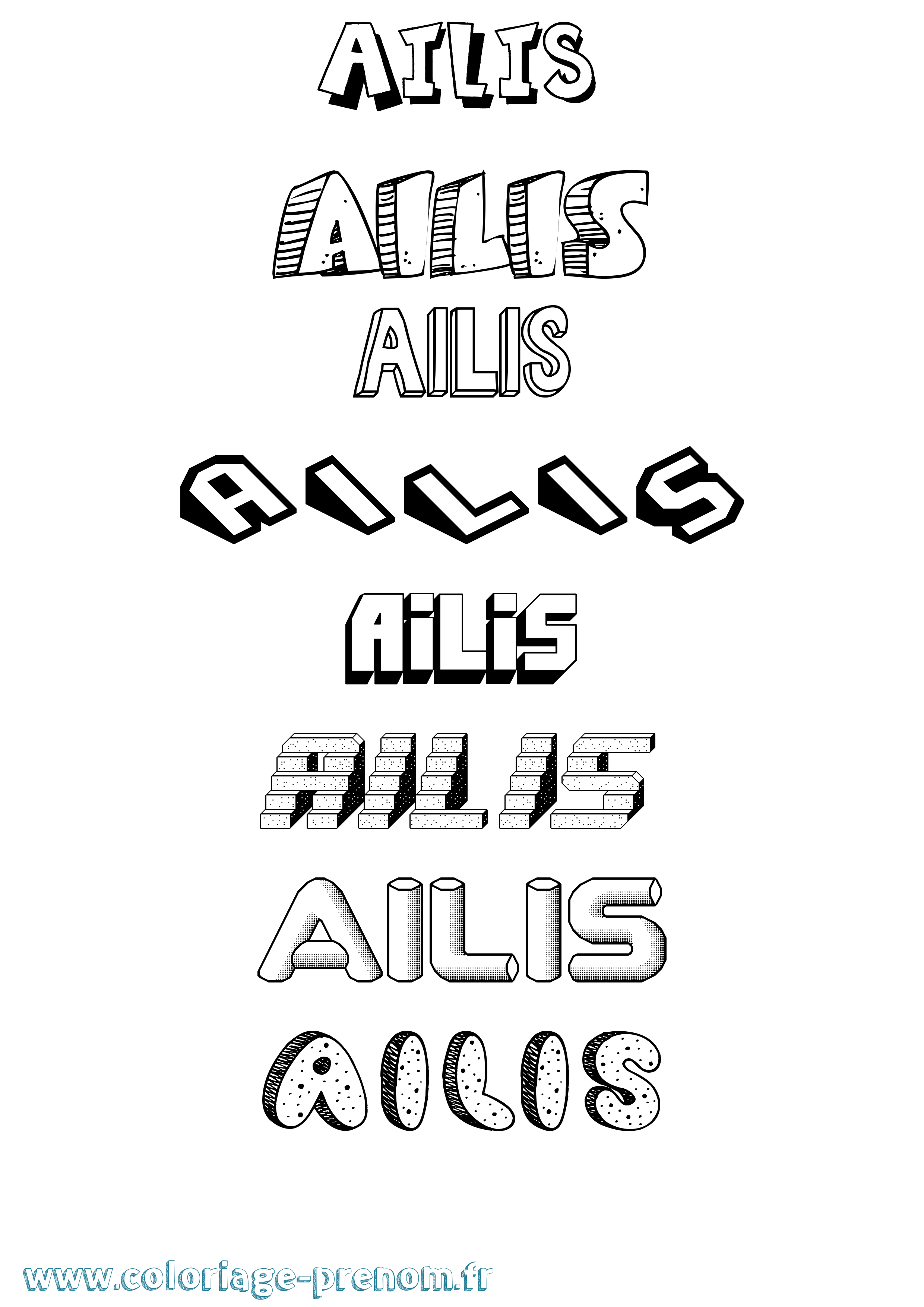 Coloriage Ailís Effet 3D Coloriage prénom Ailís Effet 3D