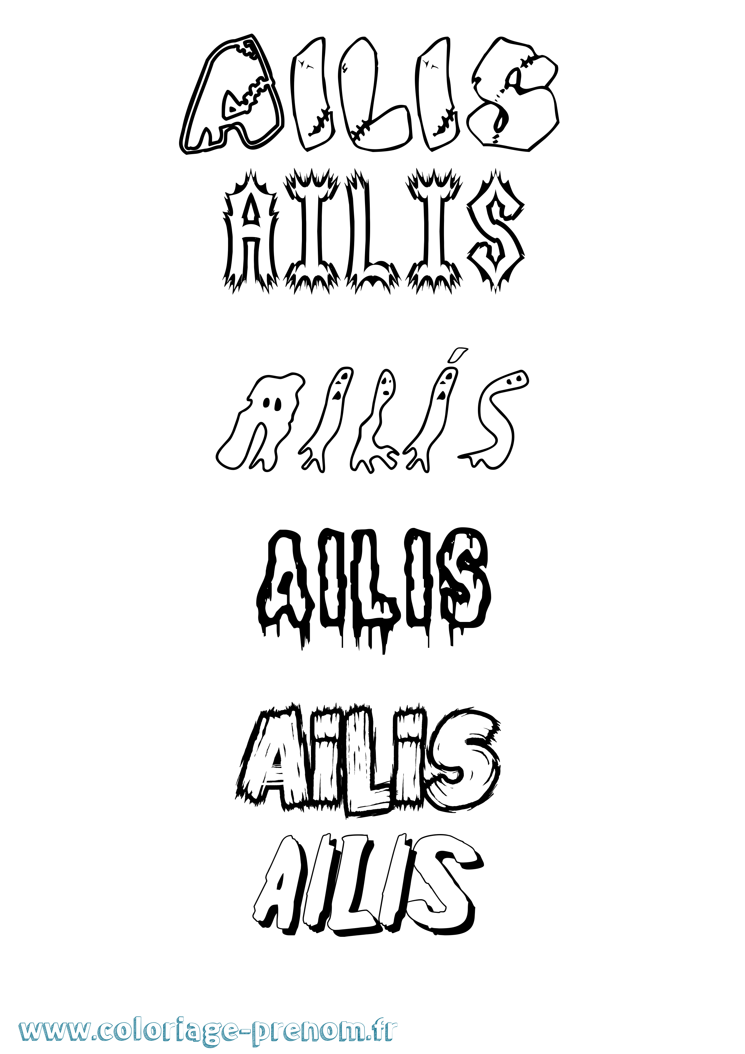 Coloriage Ailís Frisson Coloriage prénom Ailís Frisson