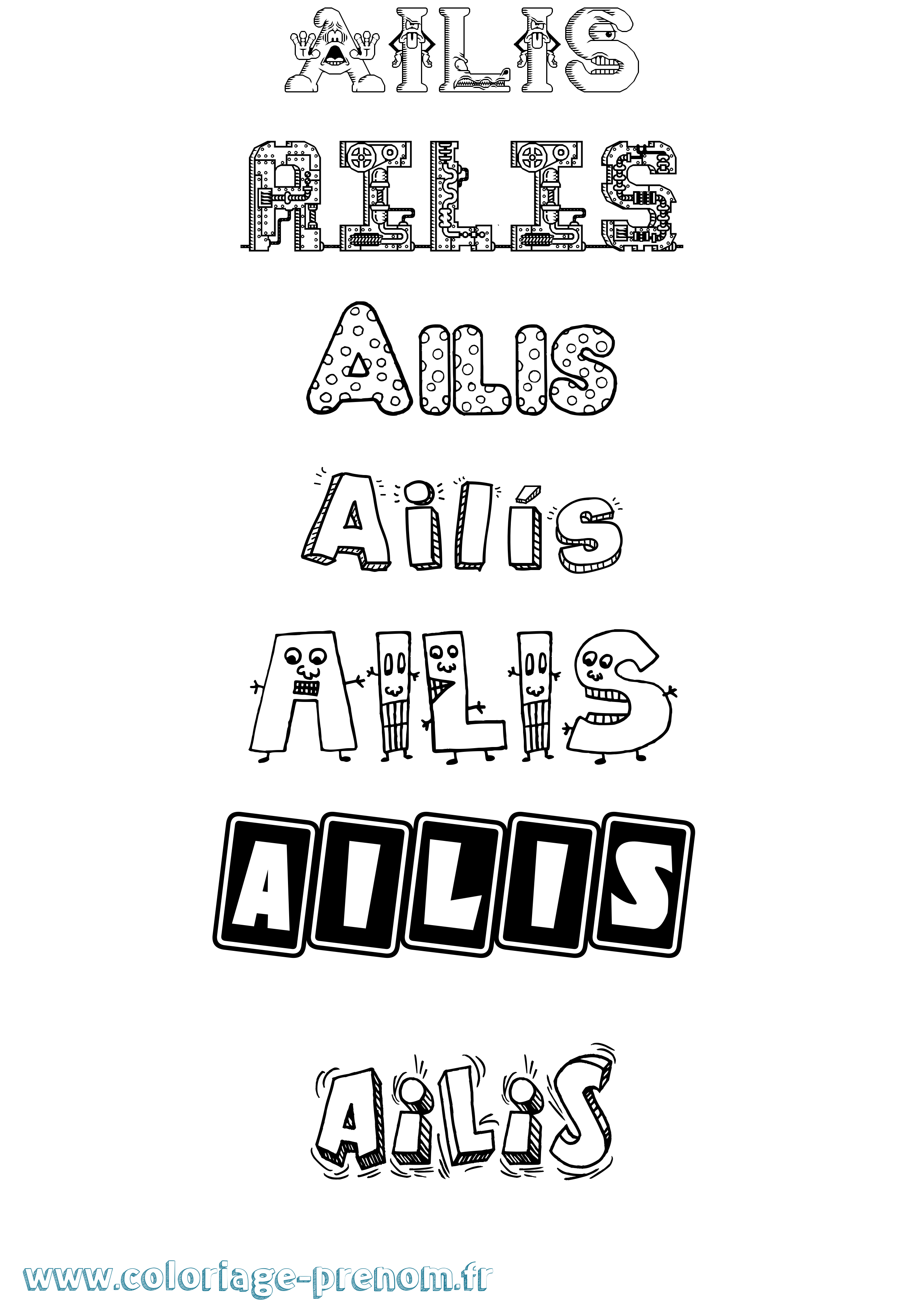 Coloriage Ailís Fun Coloriage prénom Ailís Fun