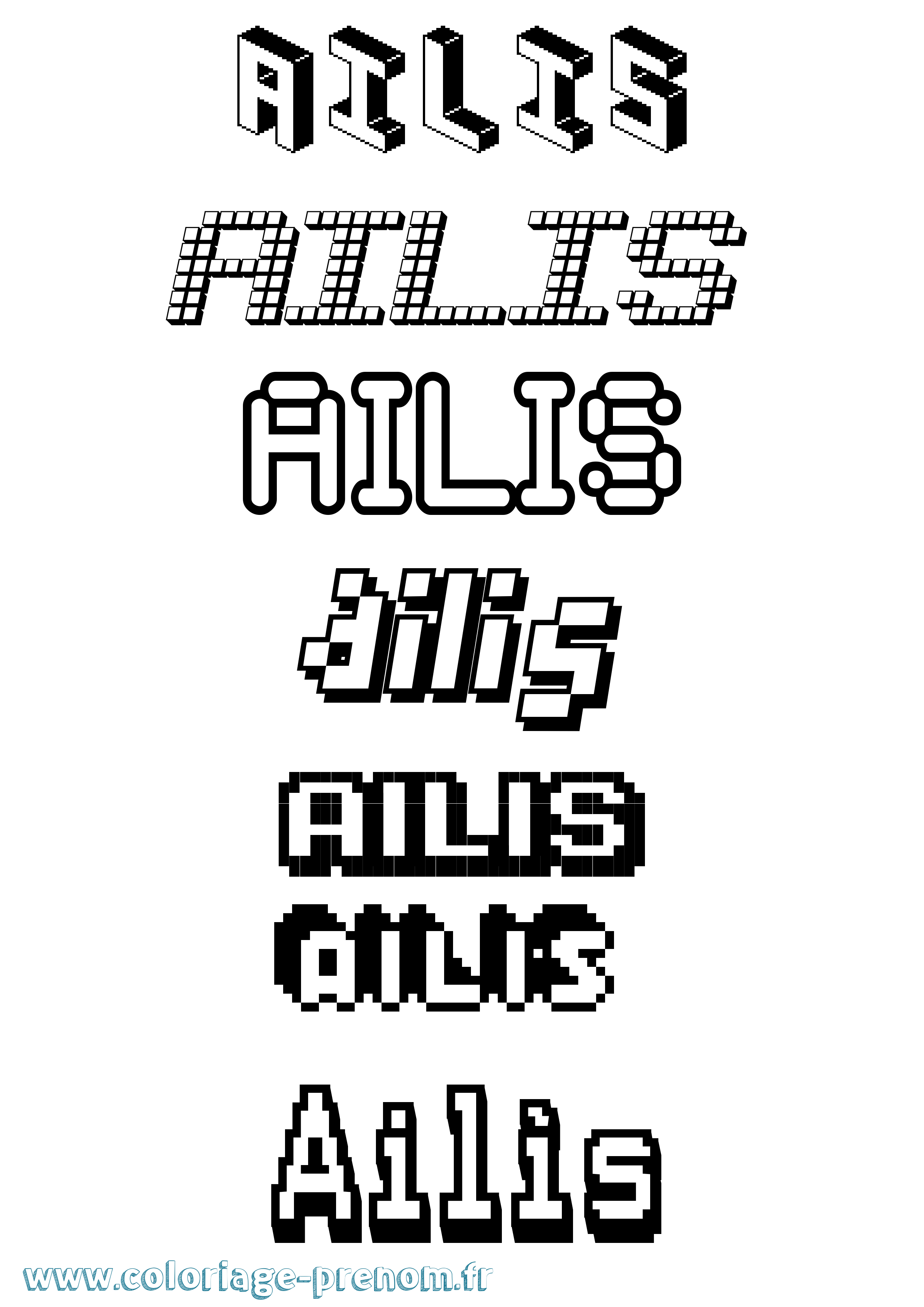 Coloriage Ailís Pixel Coloriage prénom Ailís Pixel