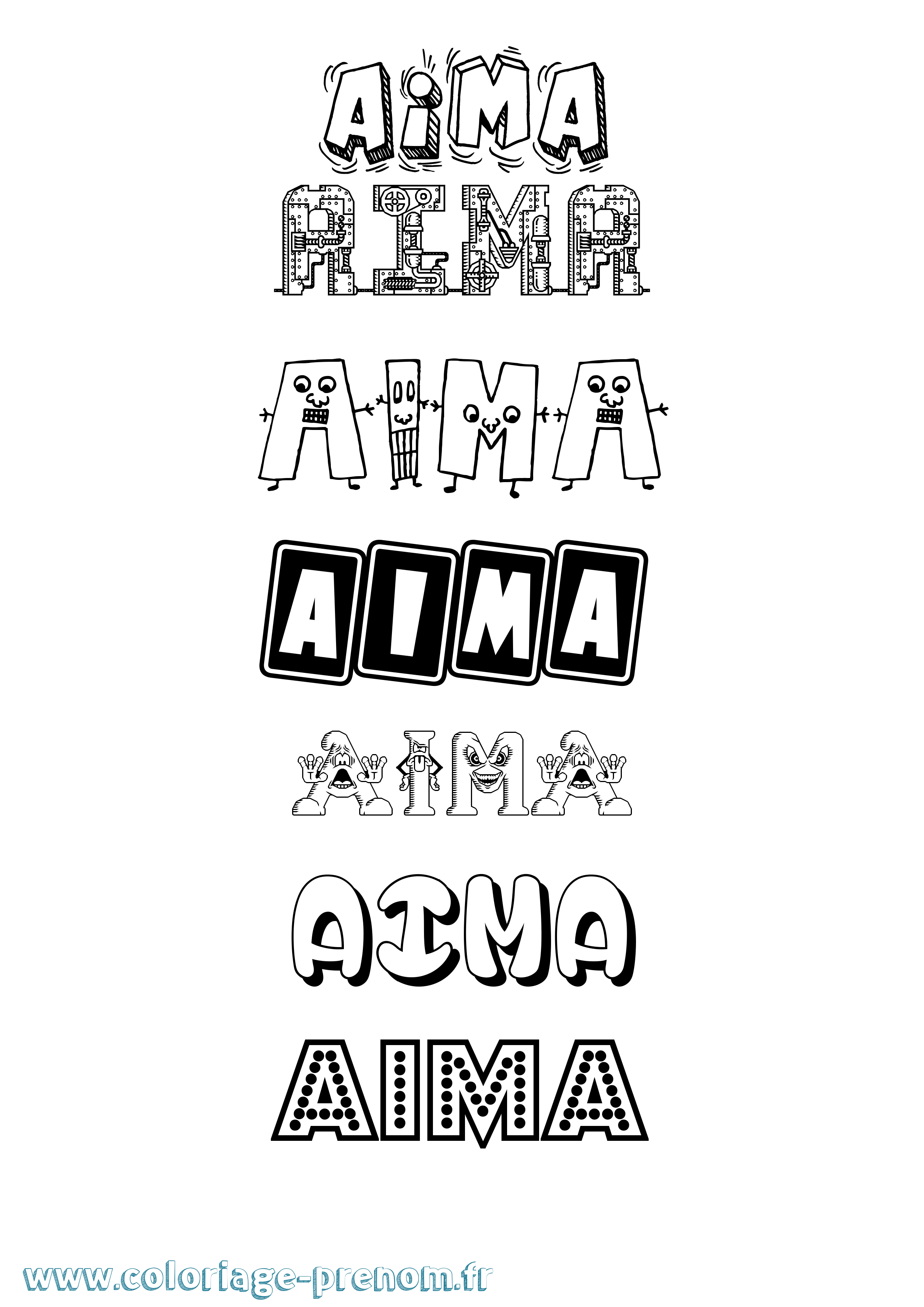Coloriage Aima Fun Coloriage prénom Aima Fun