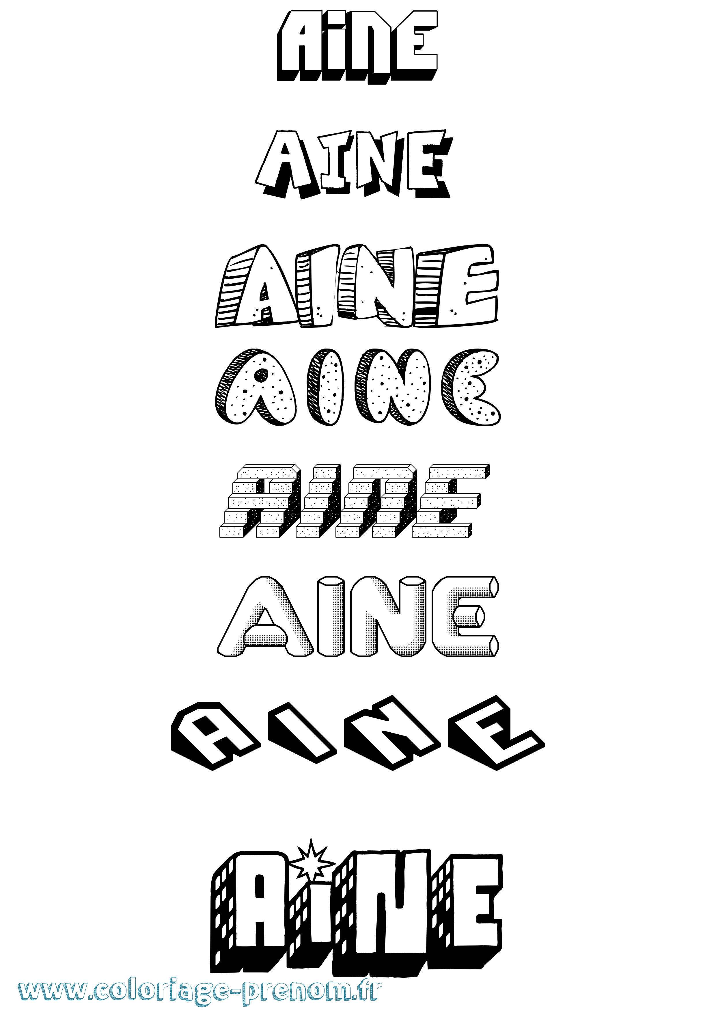 Coloriage Áine Effet 3D Coloriage prénom Áine Effet 3D
