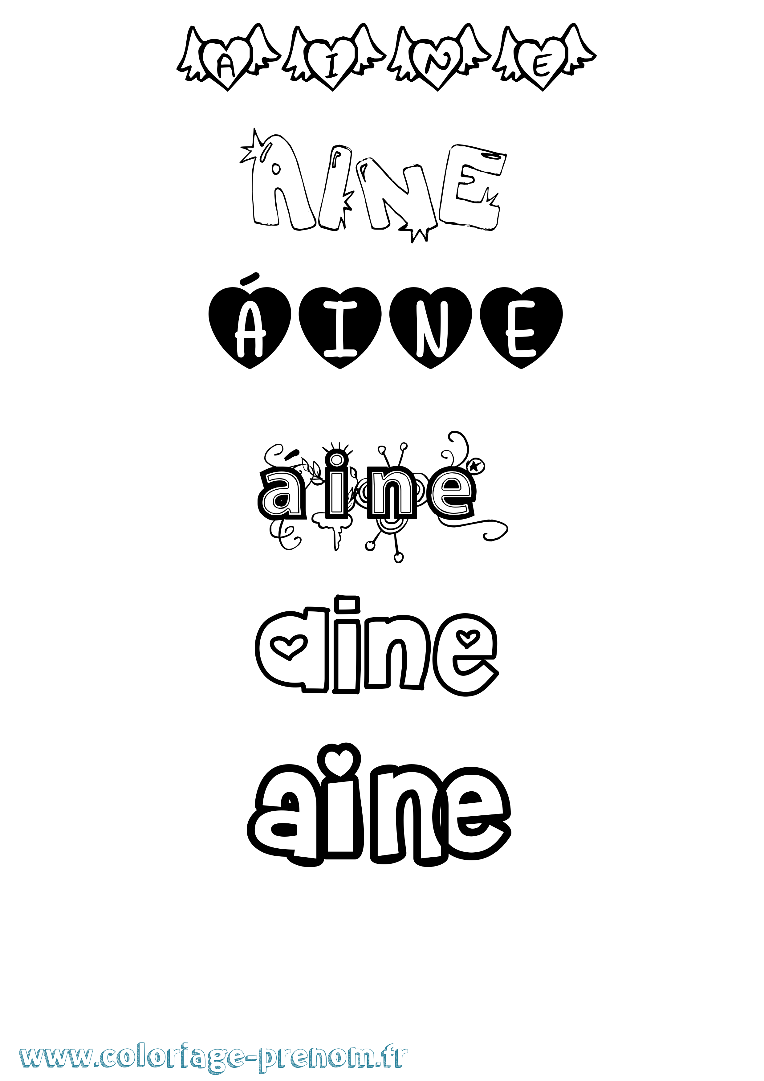 Coloriage Áine Girly Coloriage prénom Áine Girly