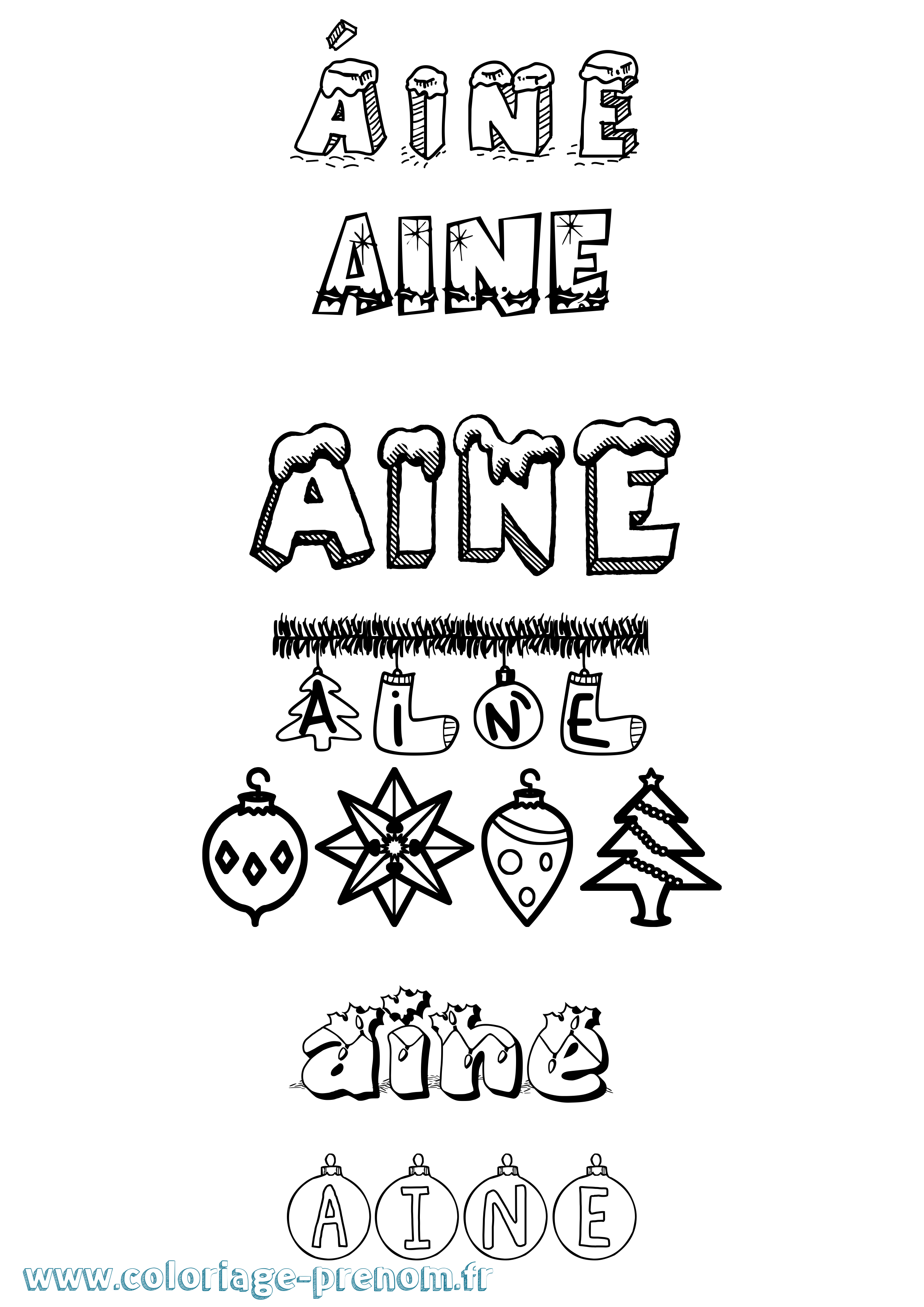 Coloriage Áine Noël Coloriage prénom Áine Noël