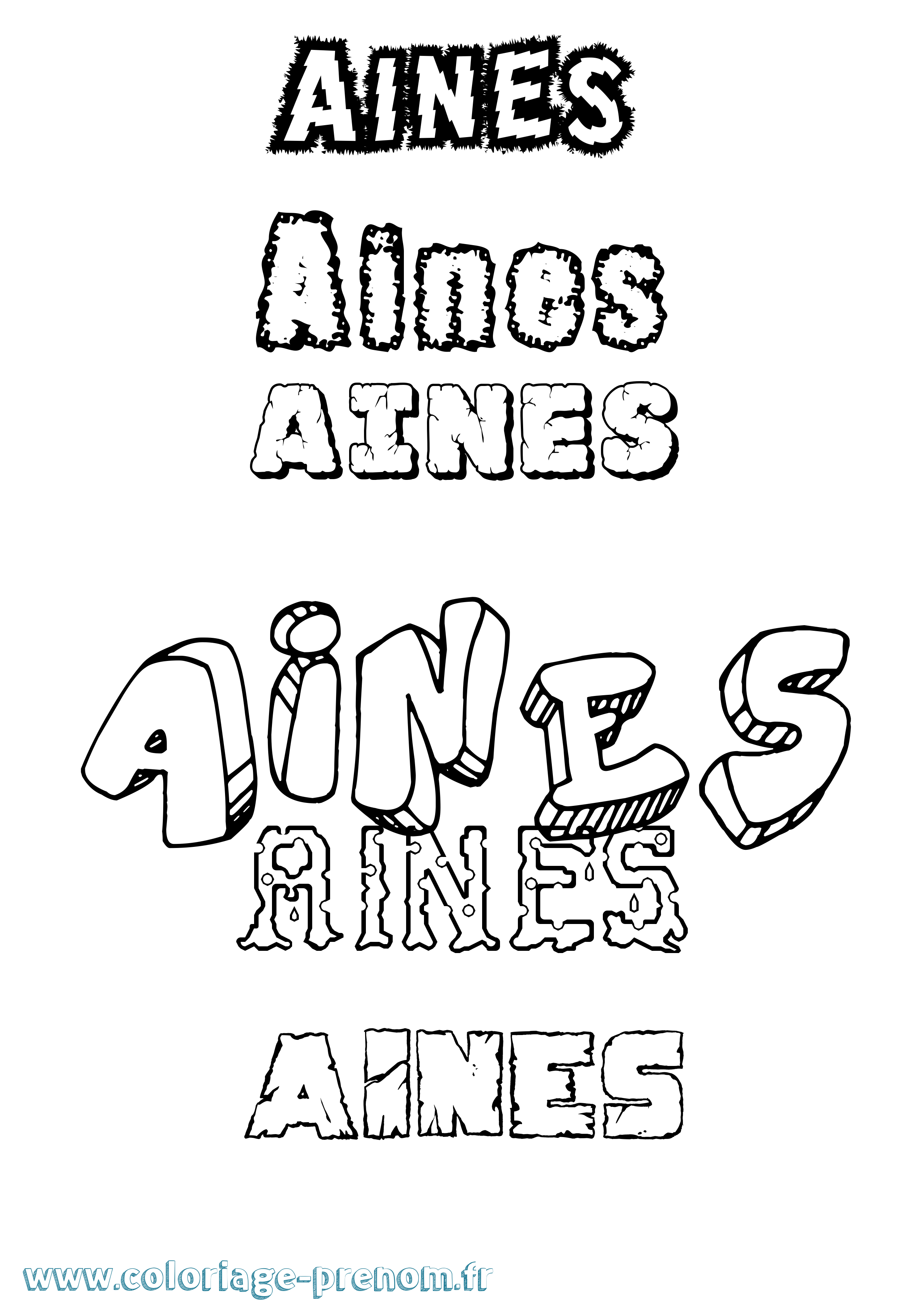 Coloriage Aines Destructuré Coloriage prénom Aines Destructuré