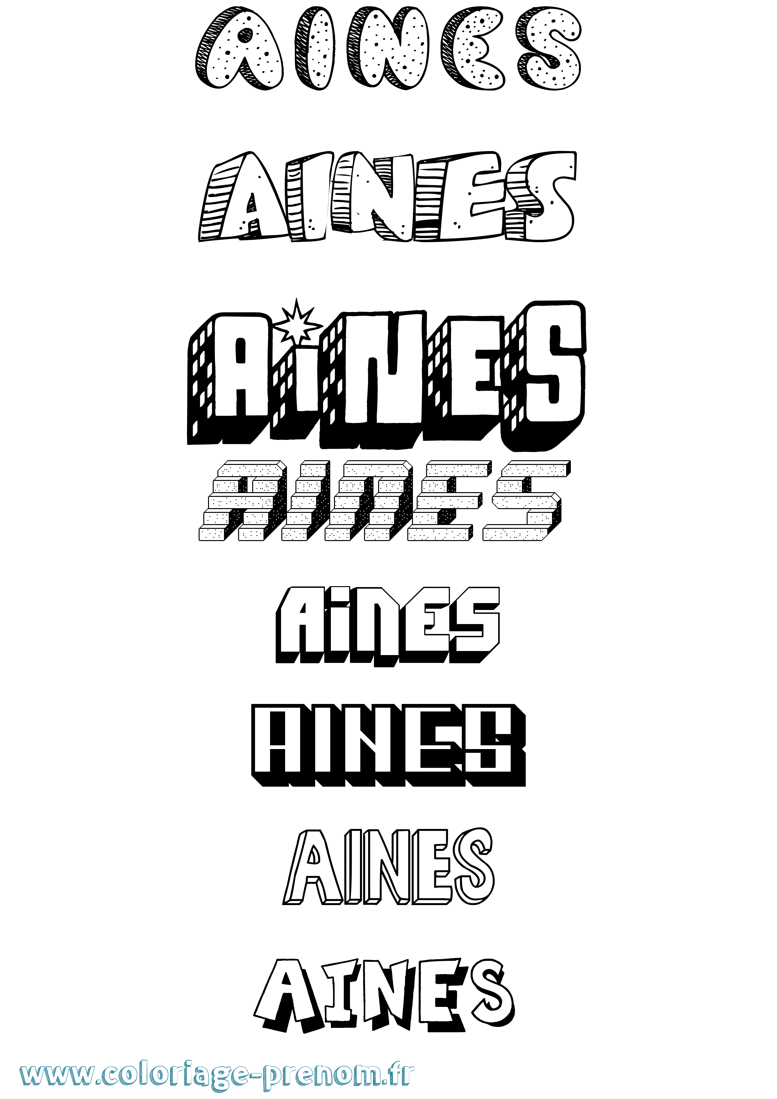 Coloriage Aines Effet 3D Coloriage prénom Aines Effet 3D