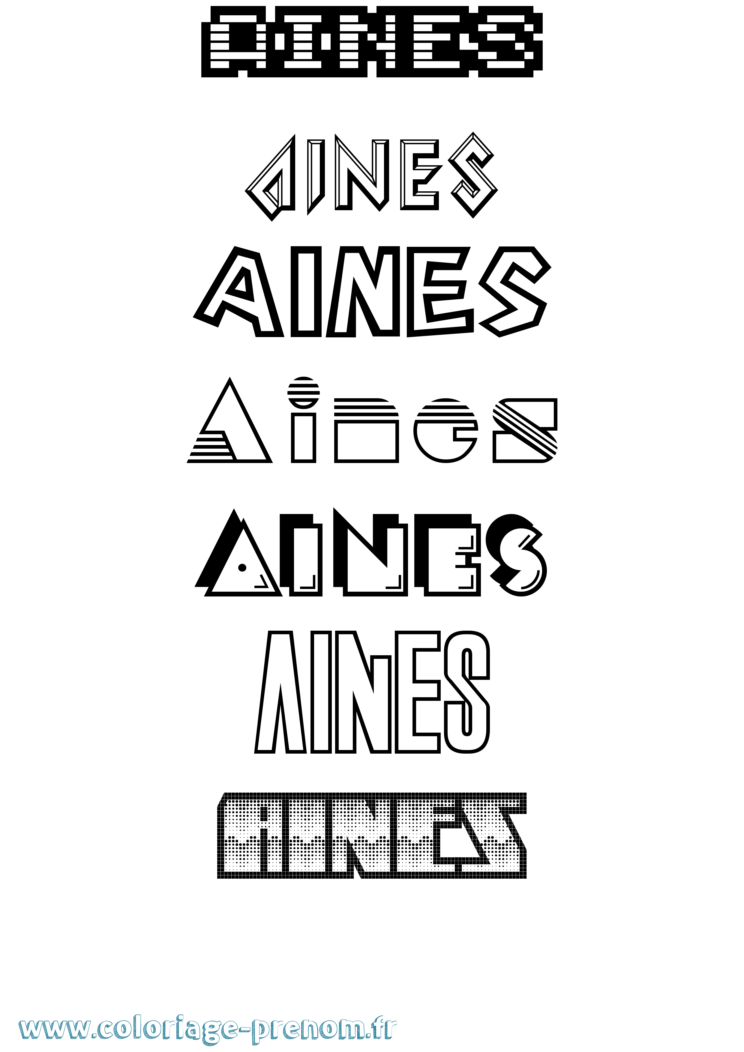 Coloriage Aines Jeux Vidéos Coloriage prénom Aines Jeux Vidéos