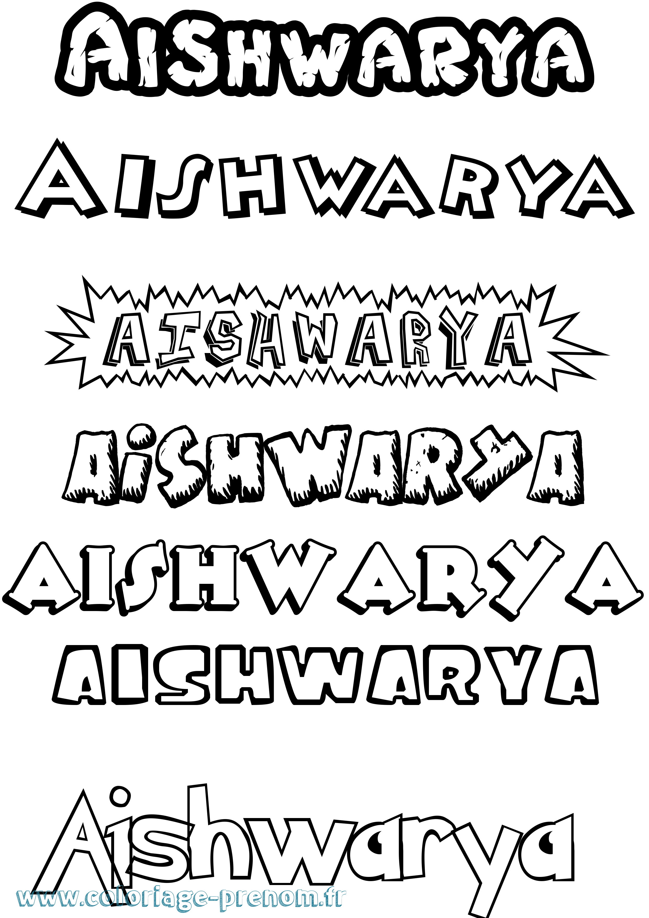 Coloriage Aishwarya Dessin Animé Coloriage prénom Aishwarya Dessin Animé