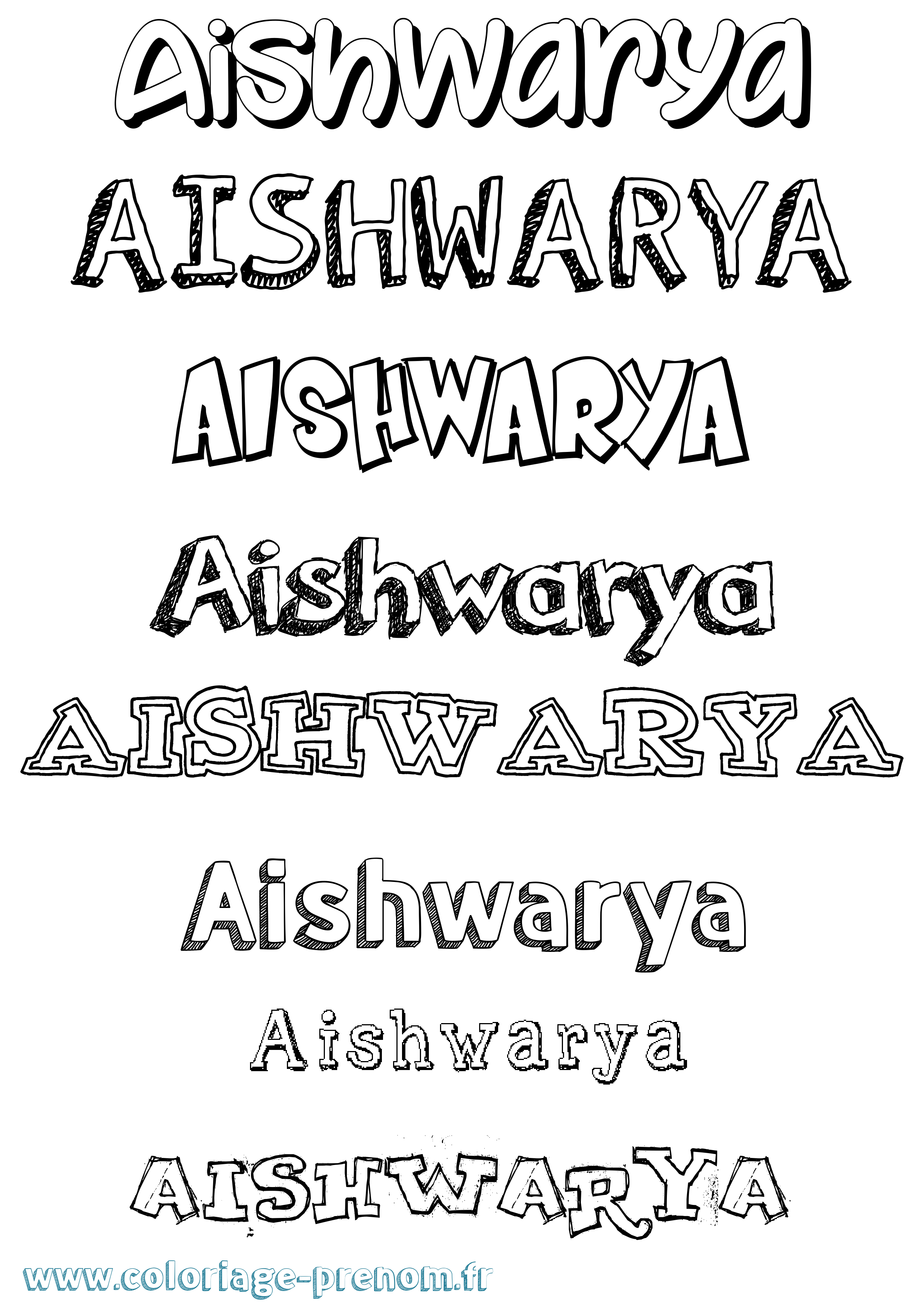 Coloriage Aishwarya Dessiné Coloriage prénom Aishwarya Dessiné