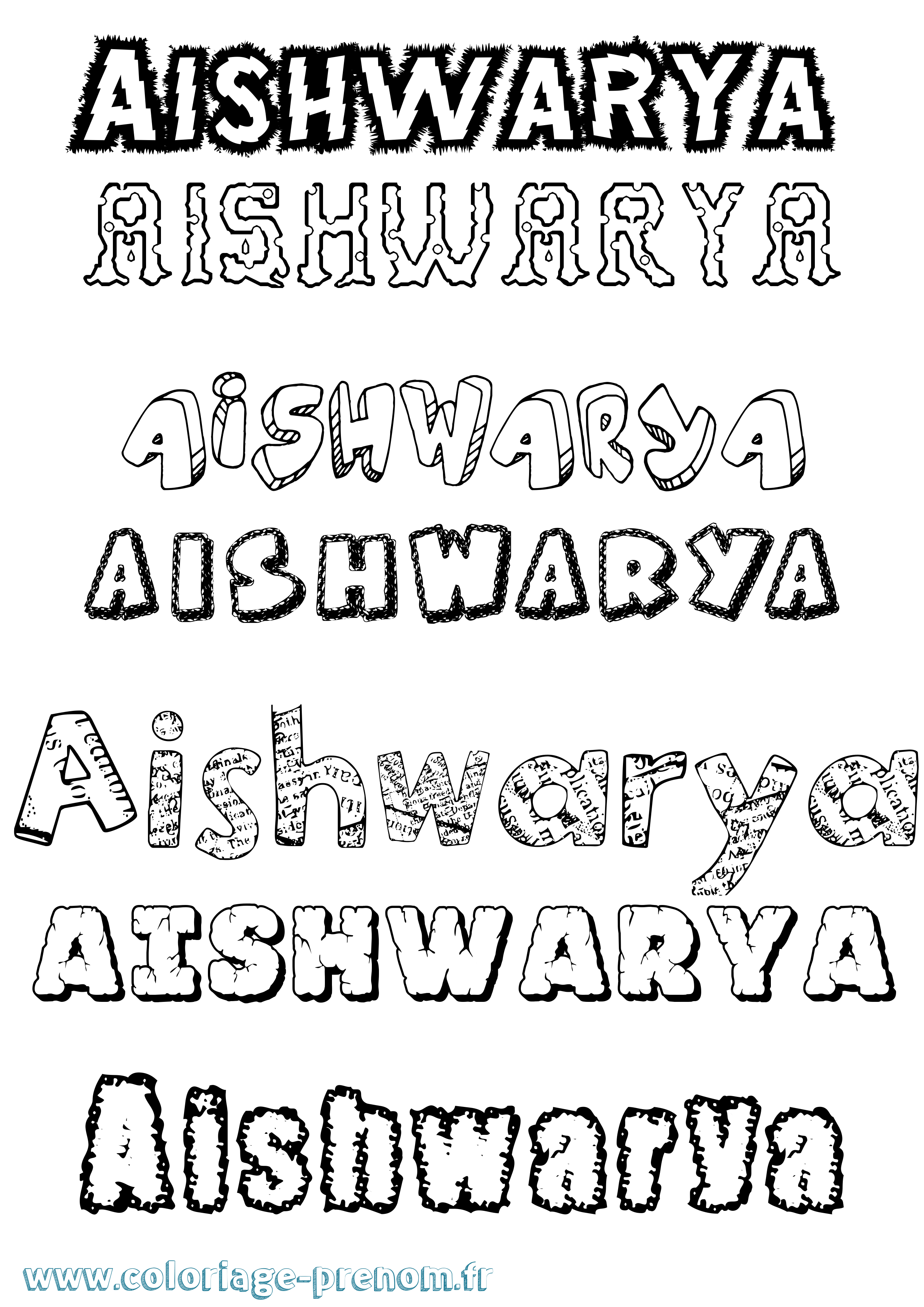 Coloriage Aishwarya Destructuré Coloriage prénom Aishwarya Destructuré