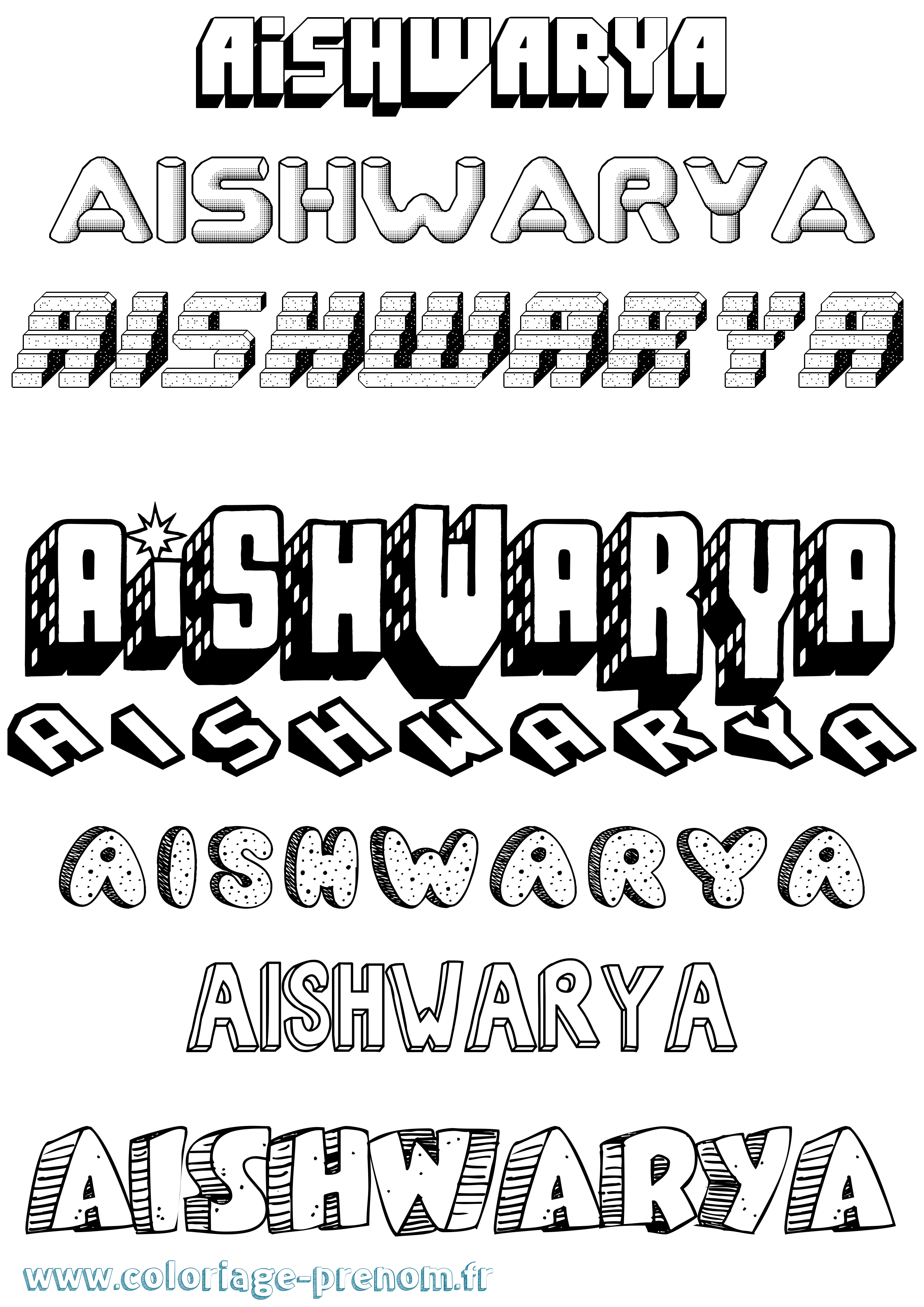 Coloriage Aishwarya Effet 3D Coloriage prénom Aishwarya Effet 3D