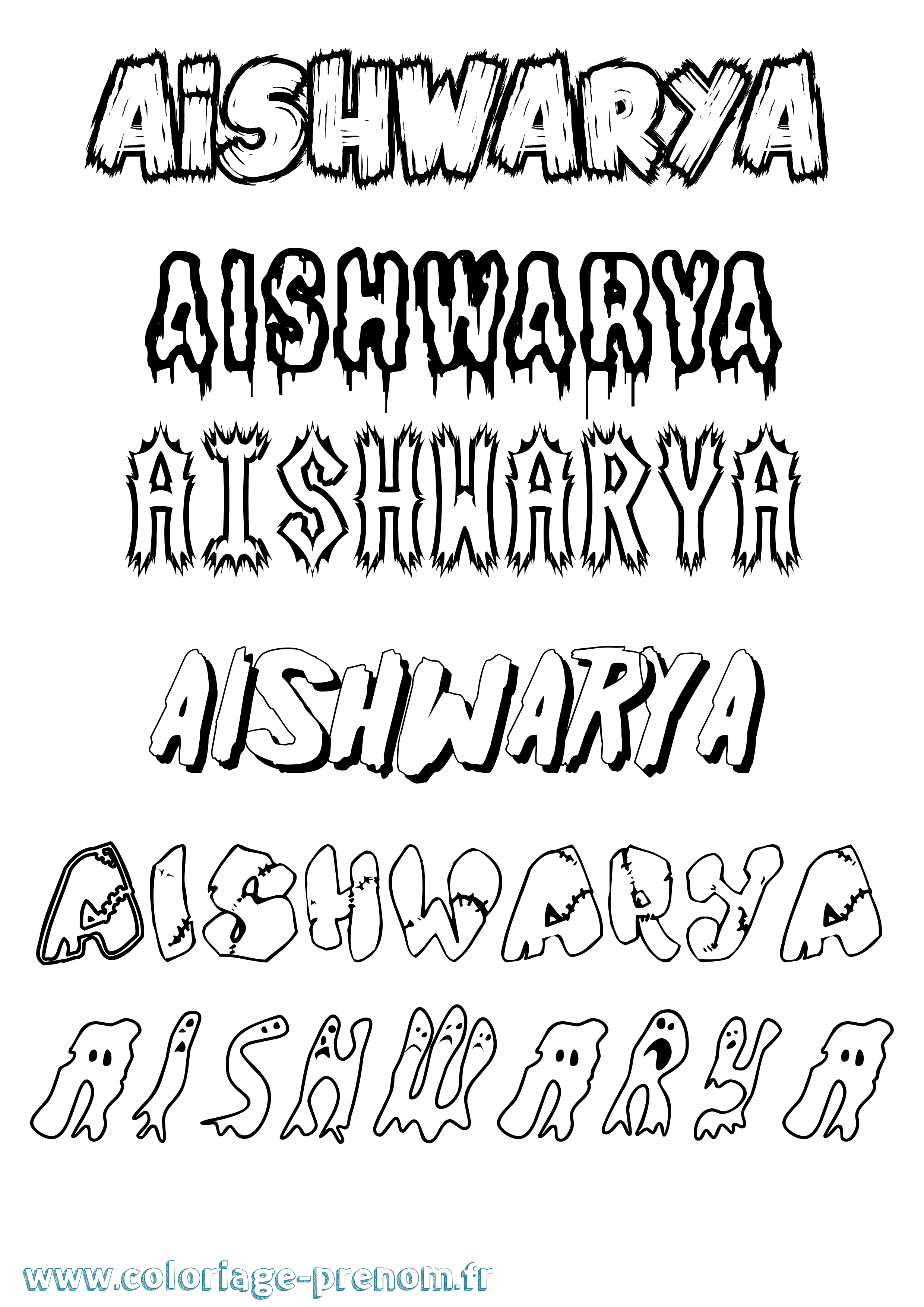 Coloriage Aishwarya Frisson Coloriage prénom Aishwarya Frisson