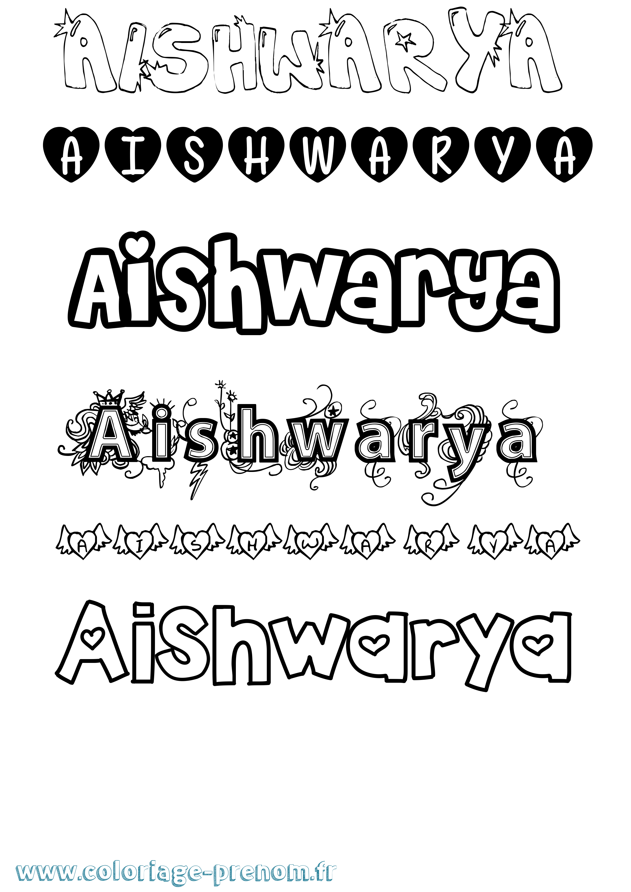 Coloriage Aishwarya Girly Coloriage prénom Aishwarya Girly