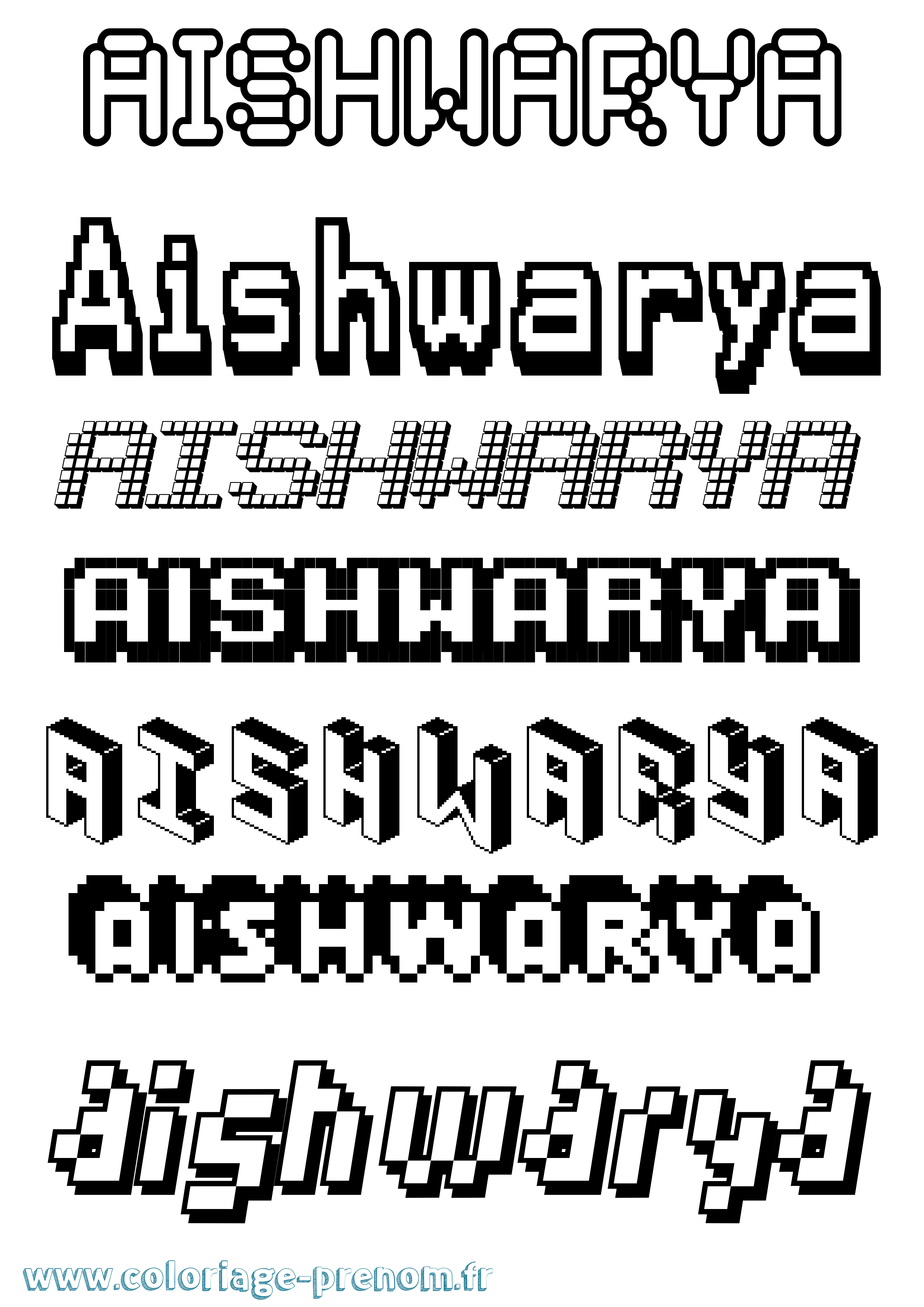 Coloriage Aishwarya Pixel Coloriage prénom Aishwarya Pixel