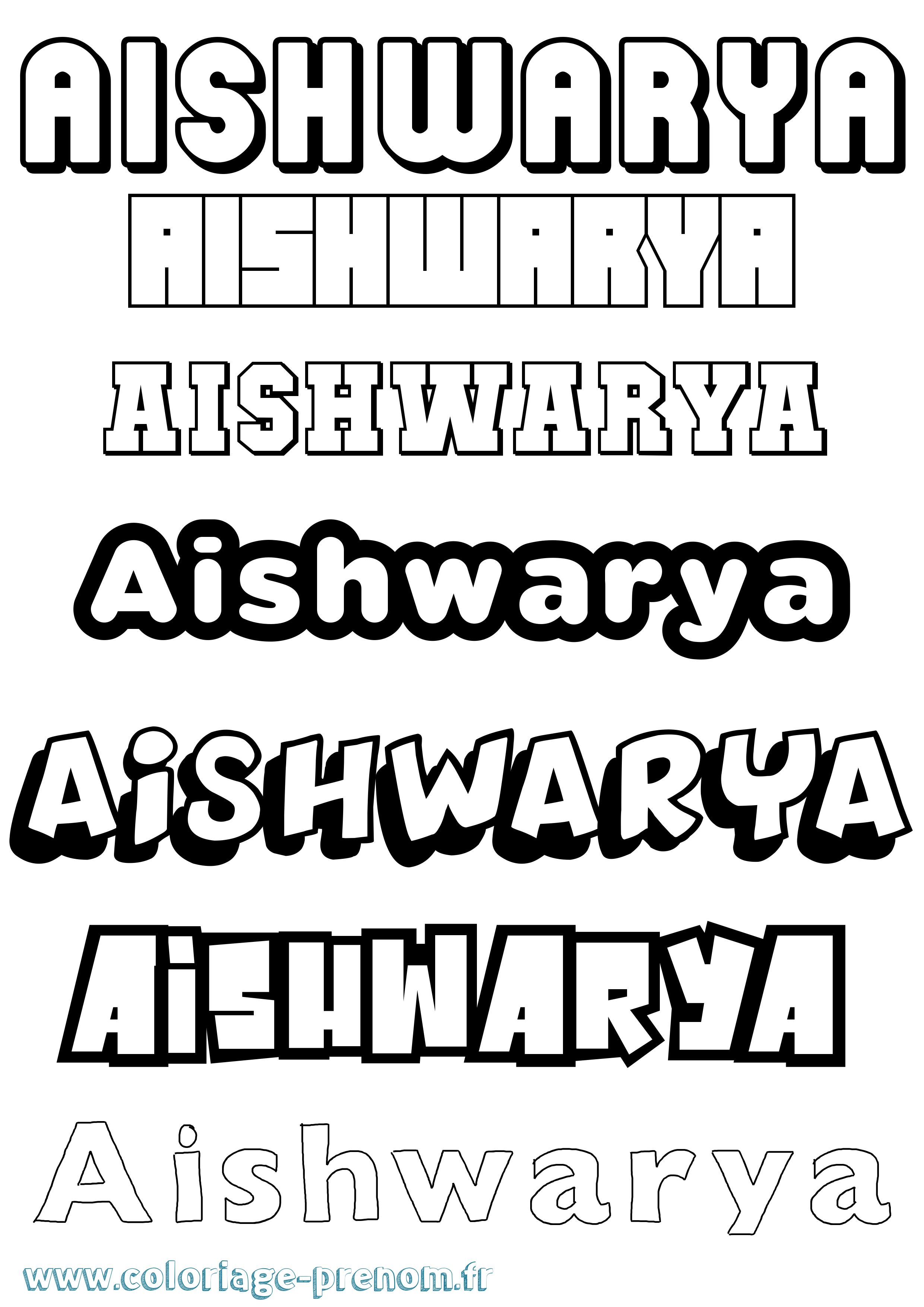 Coloriage Aishwarya Simple Coloriage prénom Aishwarya Simple