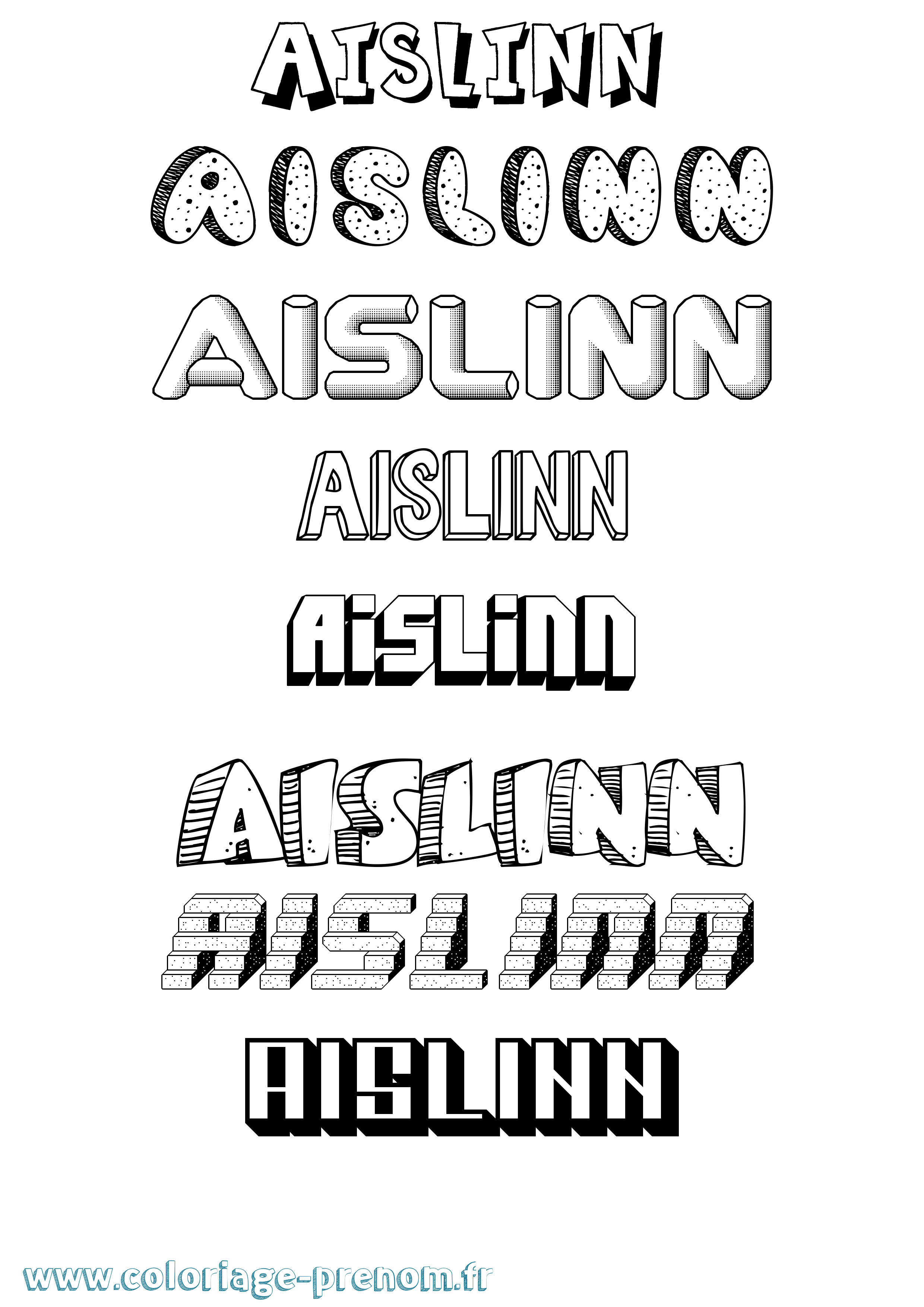 Coloriage Aislinn Effet 3D Coloriage prénom Aislinn Effet 3D