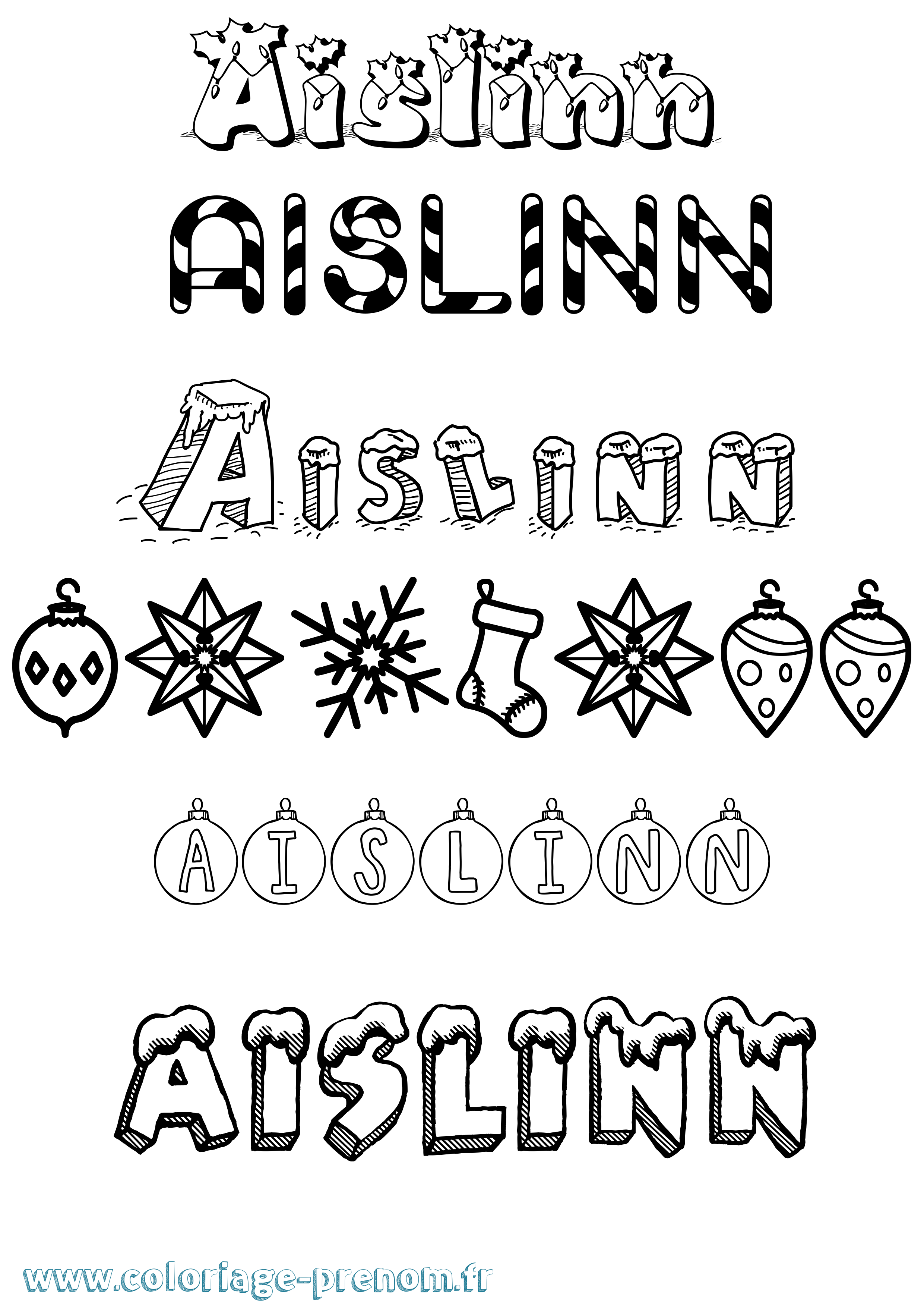 Coloriage Aislinn Noël Coloriage prénom Aislinn Noël