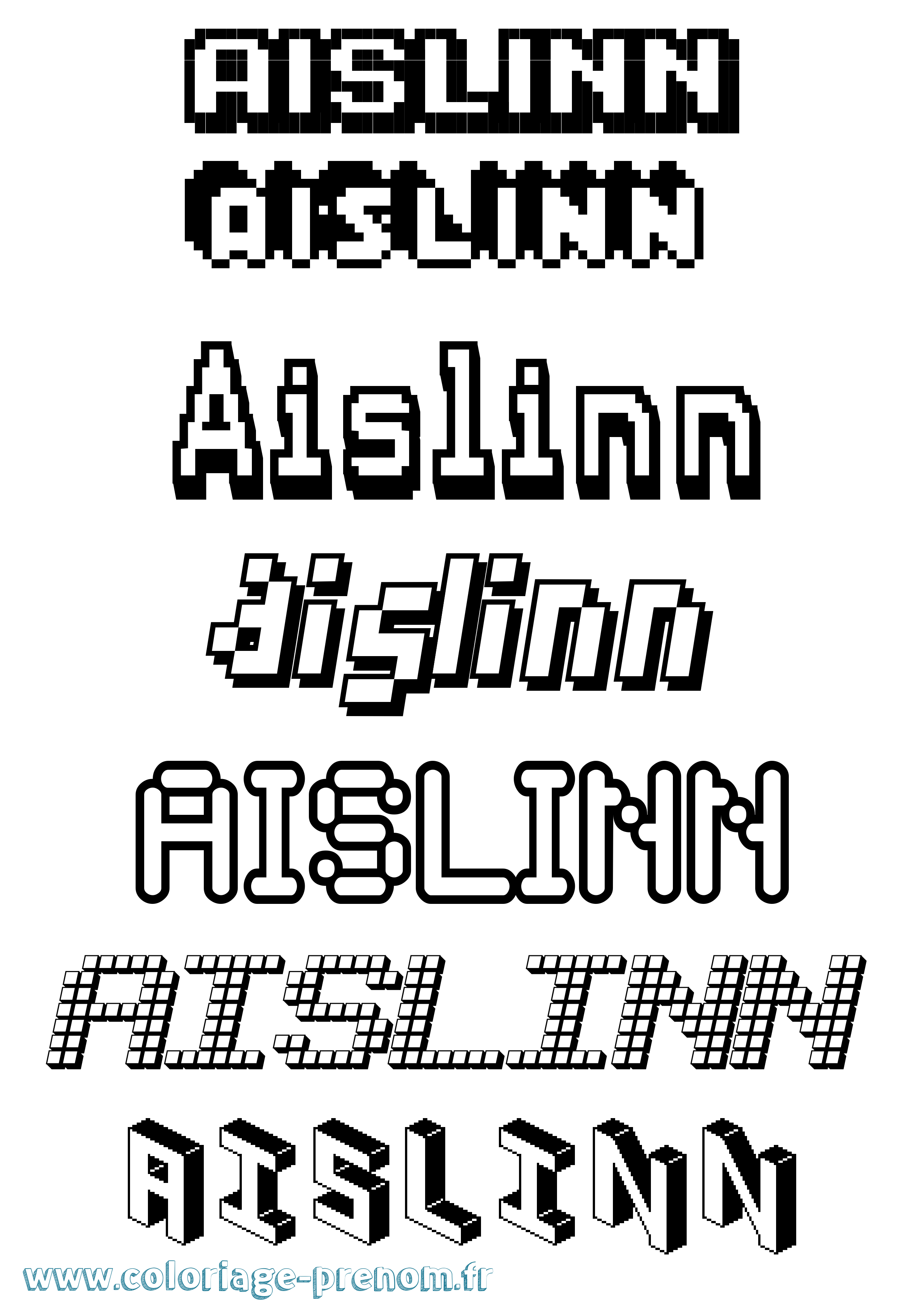 Coloriage Aislinn Pixel Coloriage prénom Aislinn Pixel