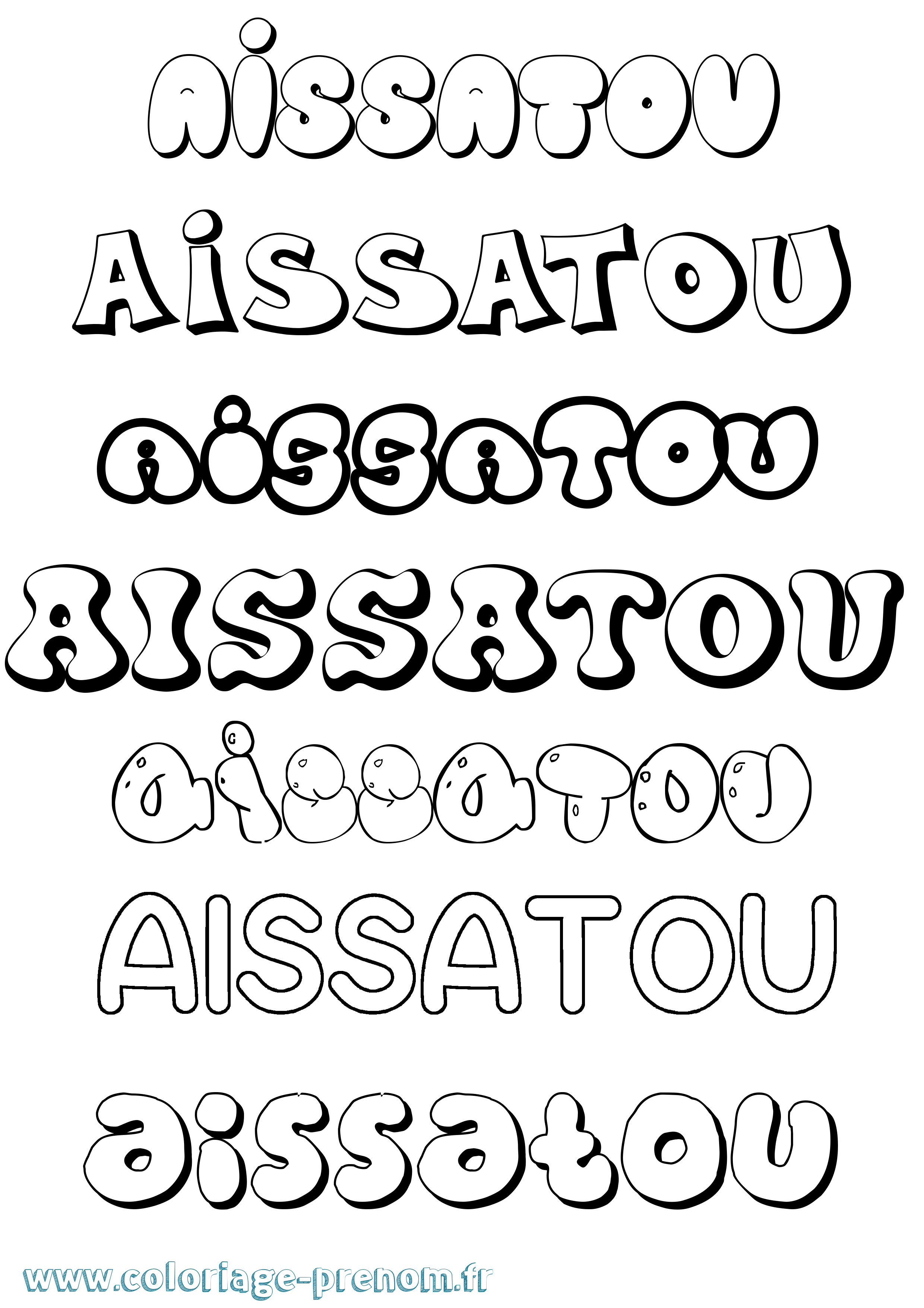 Coloriage Aissatou Bubble Coloriage prénom Aissatou Bubble