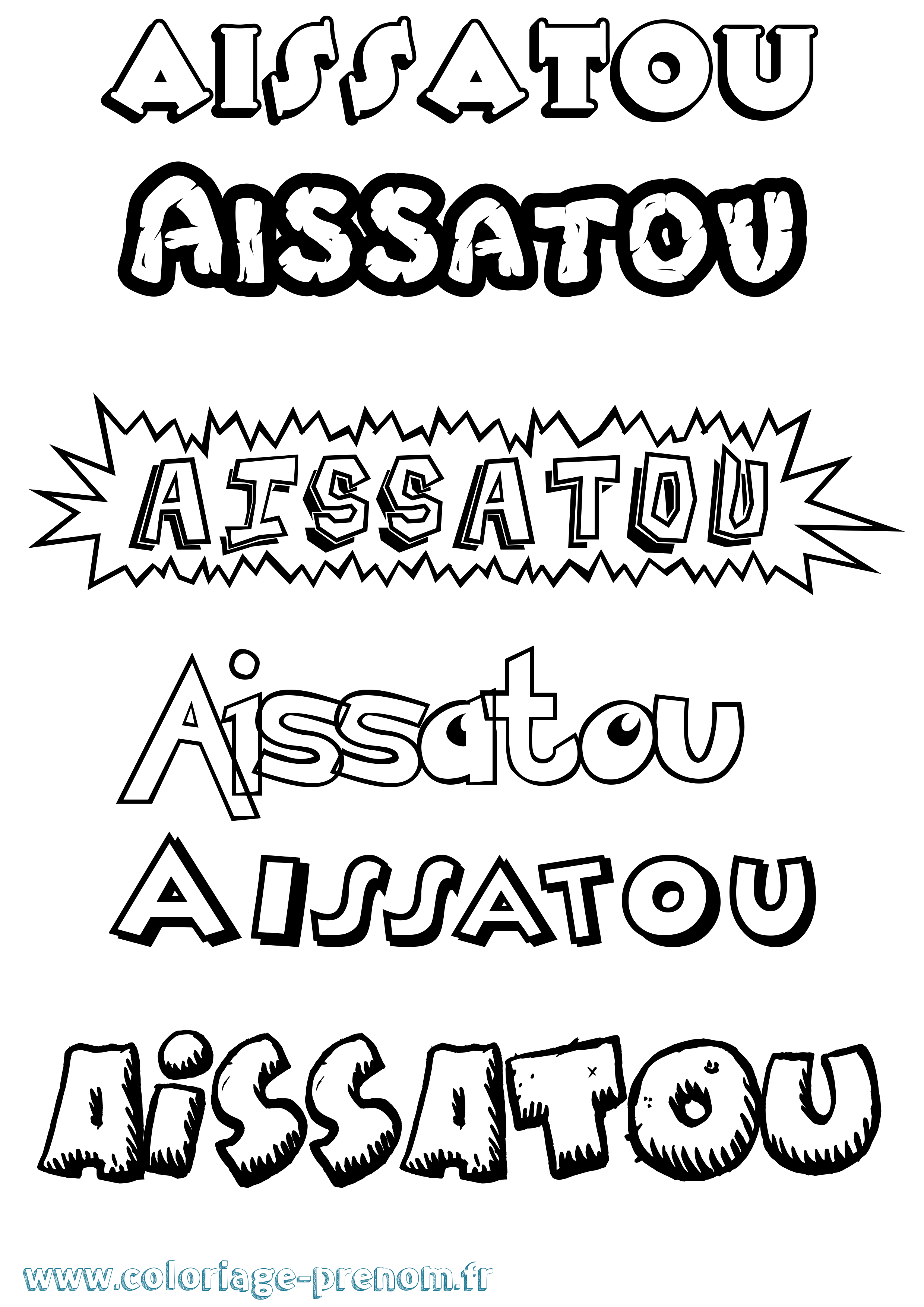 Coloriage Aissatou Dessin Animé Coloriage prénom Aissatou Dessin Animé