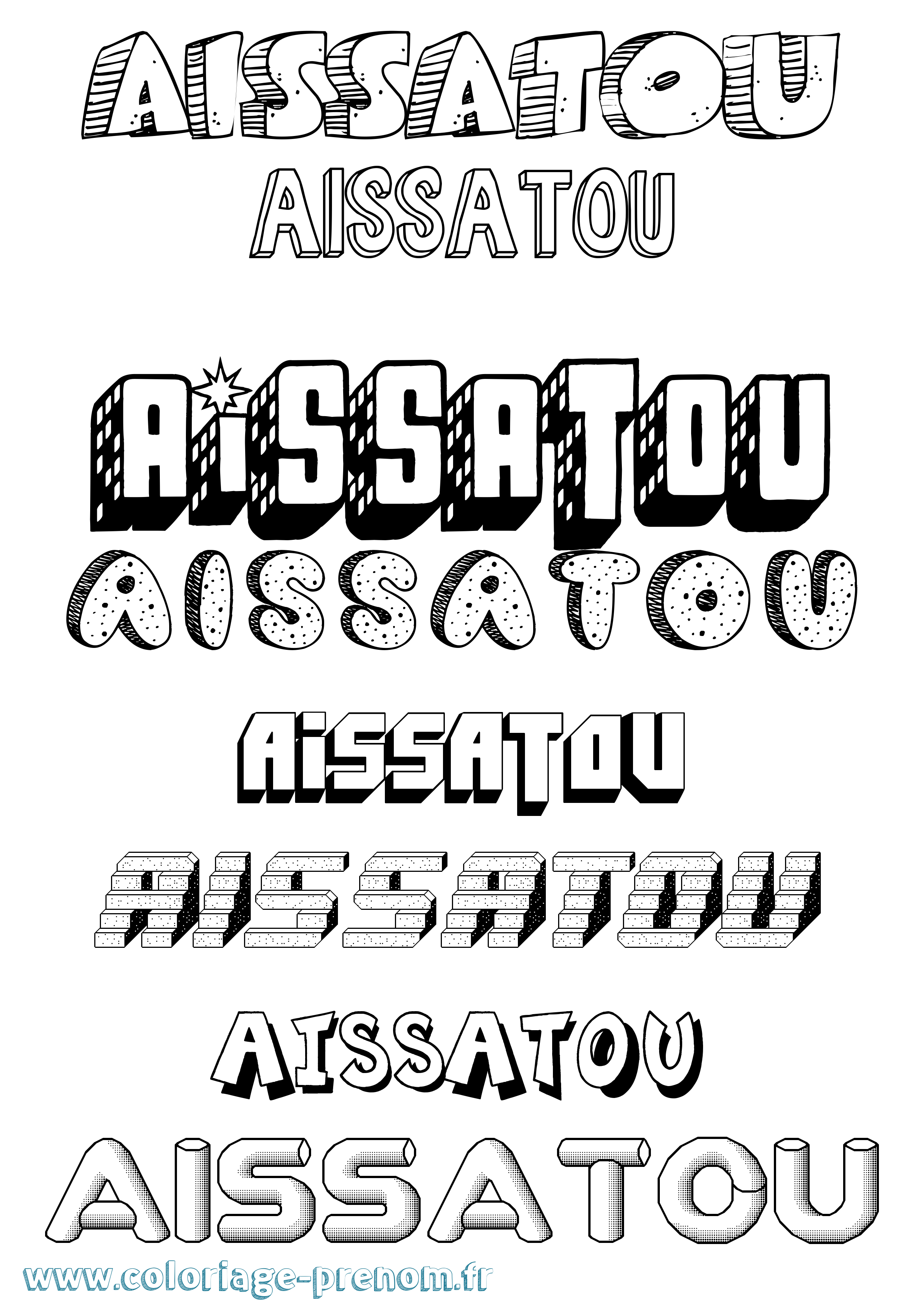 Coloriage Aissatou Effet 3D Coloriage prénom Aissatou Effet 3D