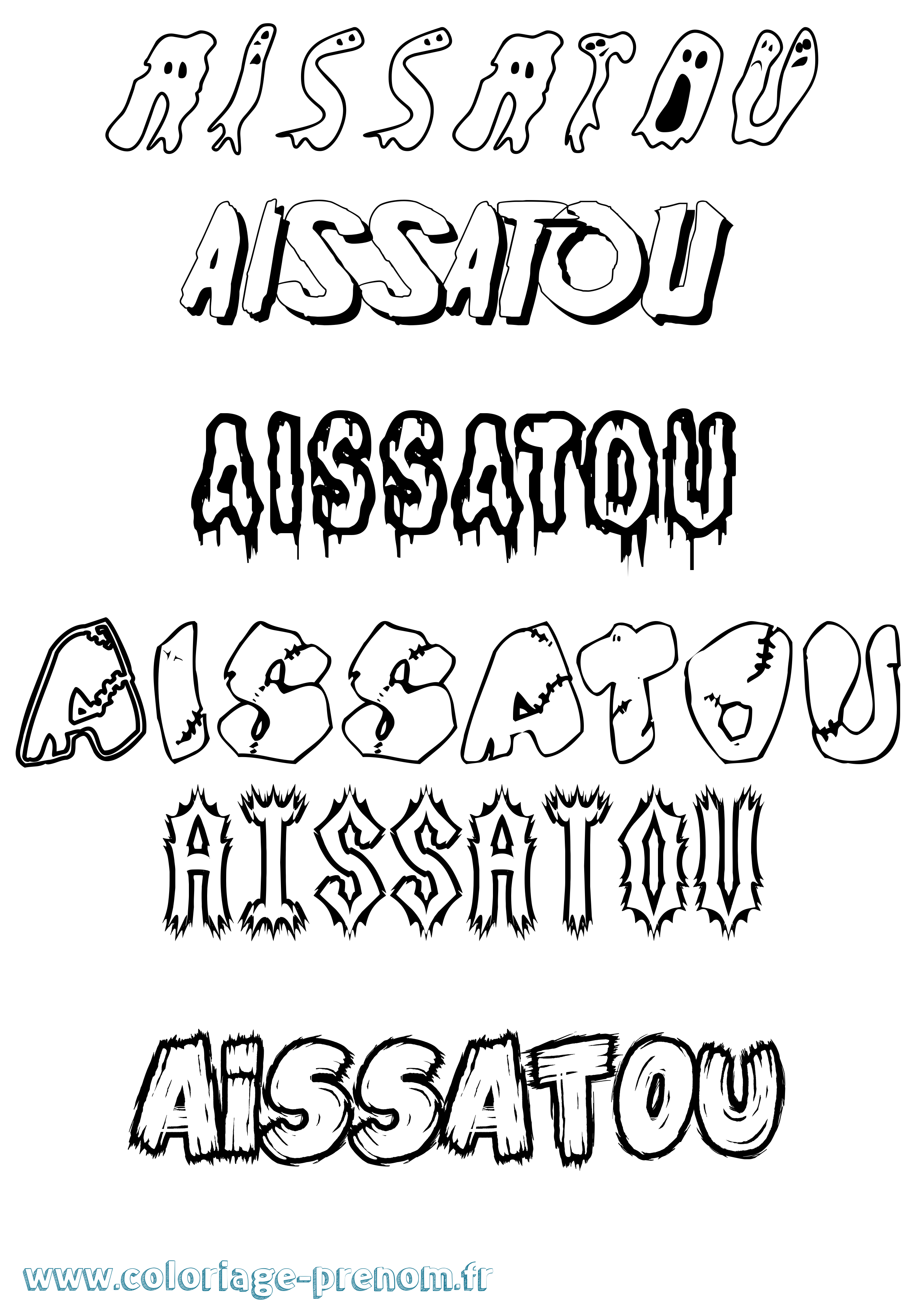 Coloriage Aissatou Frisson Coloriage prénom Aissatou Frisson