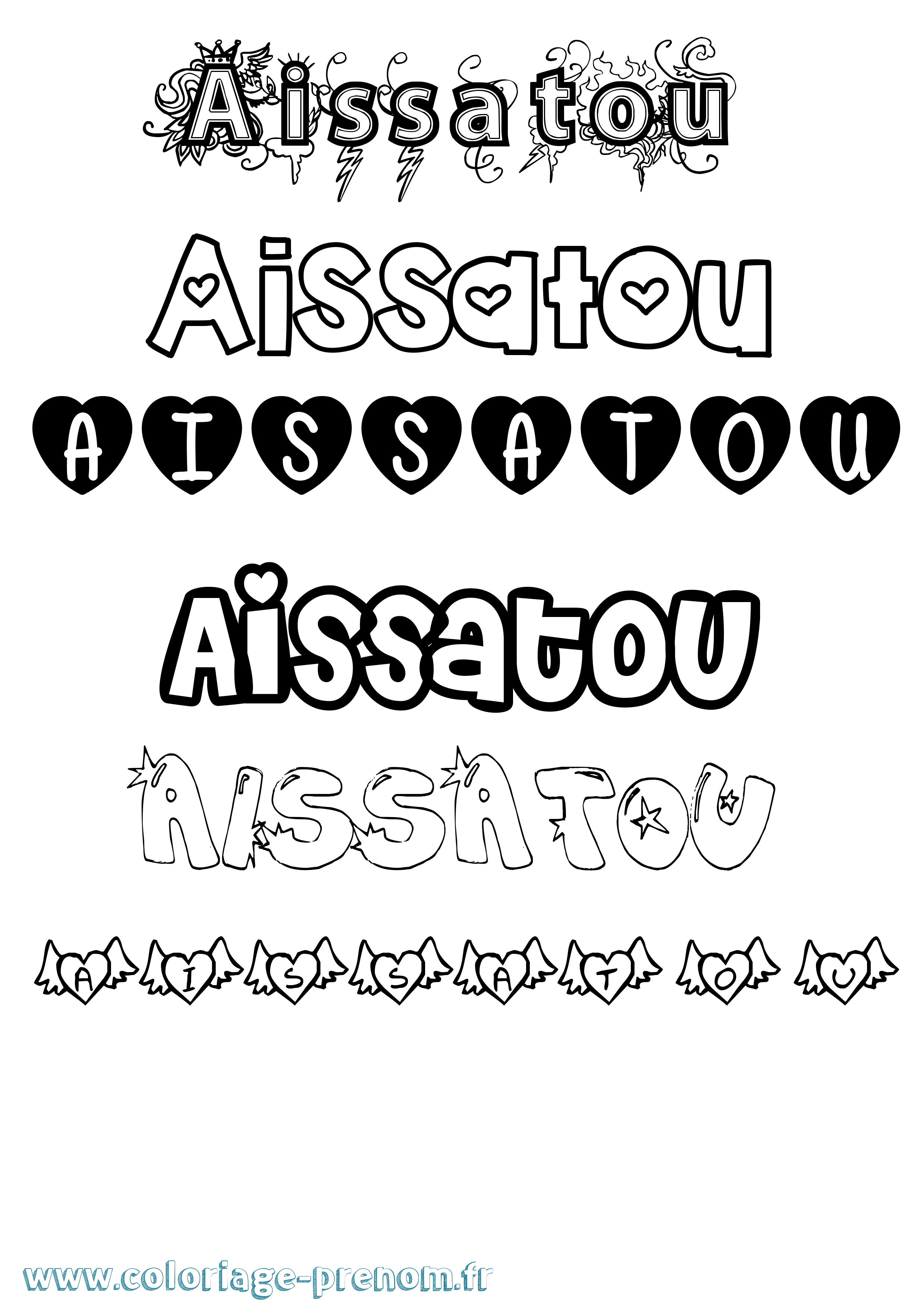 Coloriage Aissatou Girly Coloriage prénom Aissatou Girly