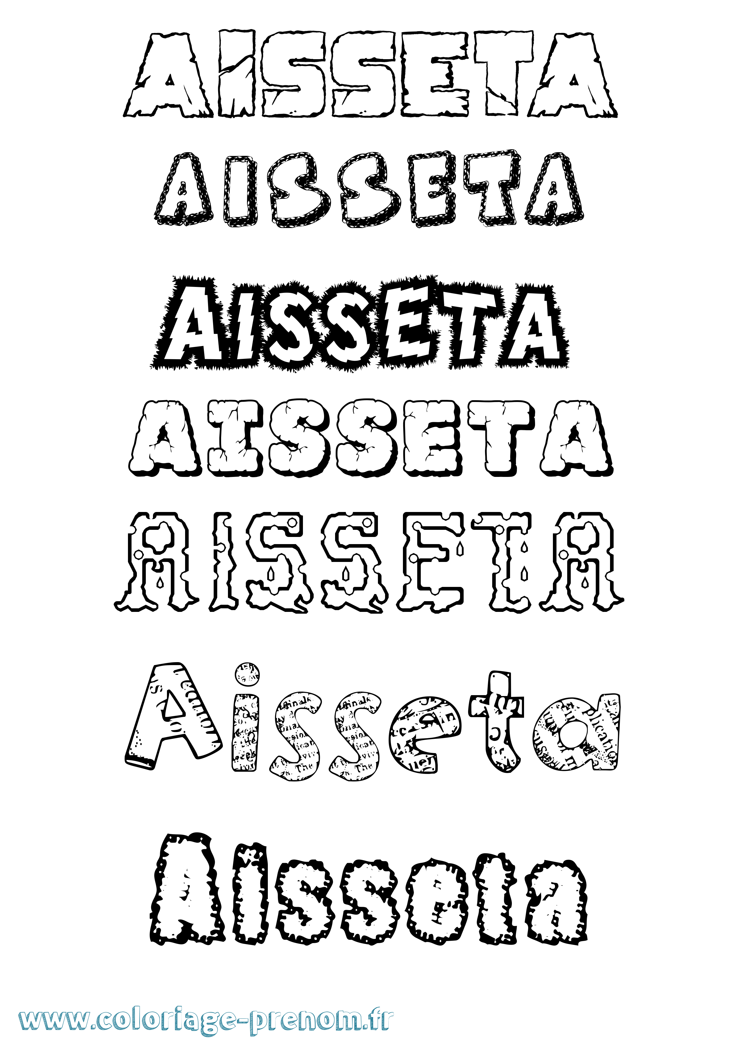 Coloriage Aisseta Destructuré Coloriage prénom Aisseta Destructuré