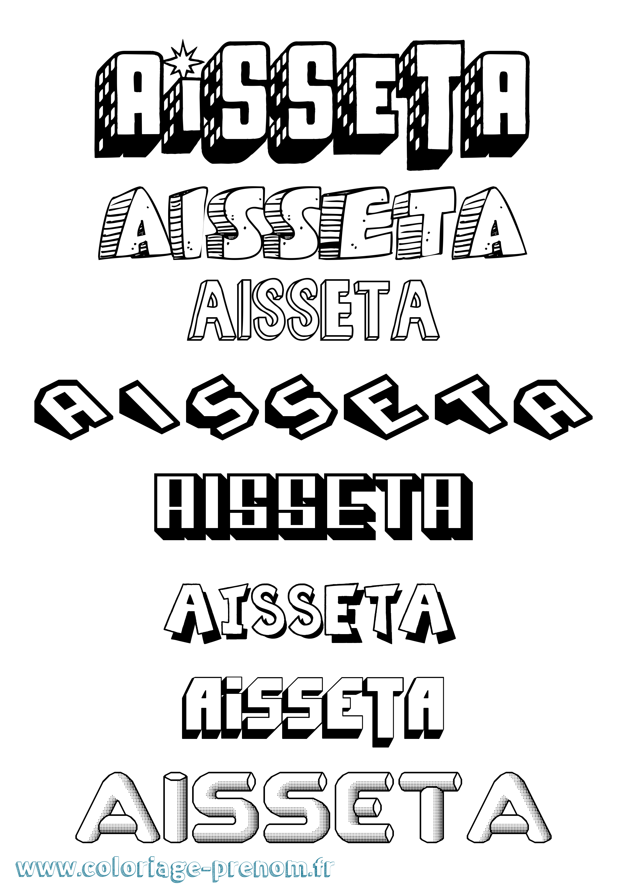 Coloriage Aisseta Effet 3D Coloriage prénom Aisseta Effet 3D
