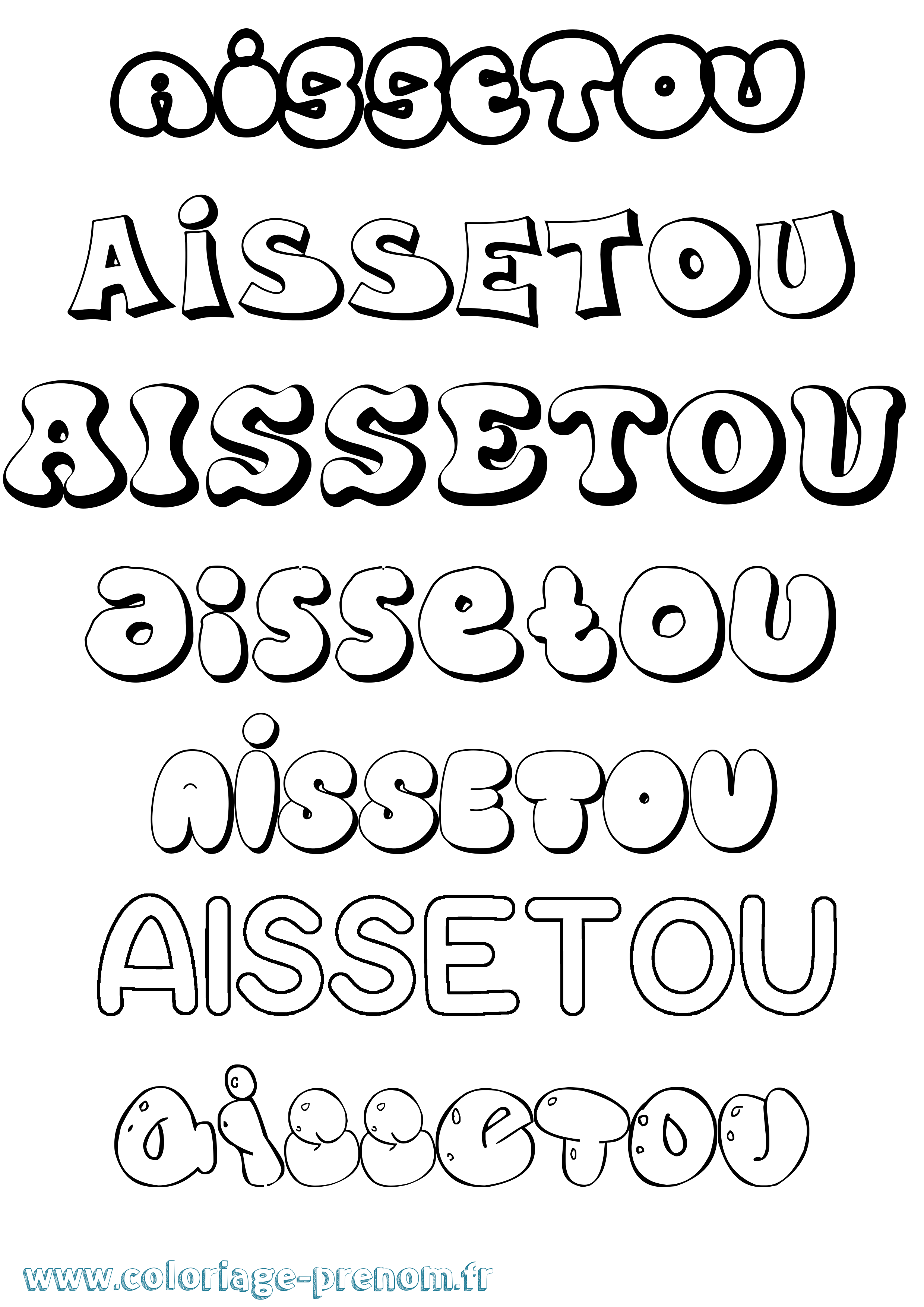 Coloriage Aissetou Bubble Coloriage prénom Aissetou Bubble