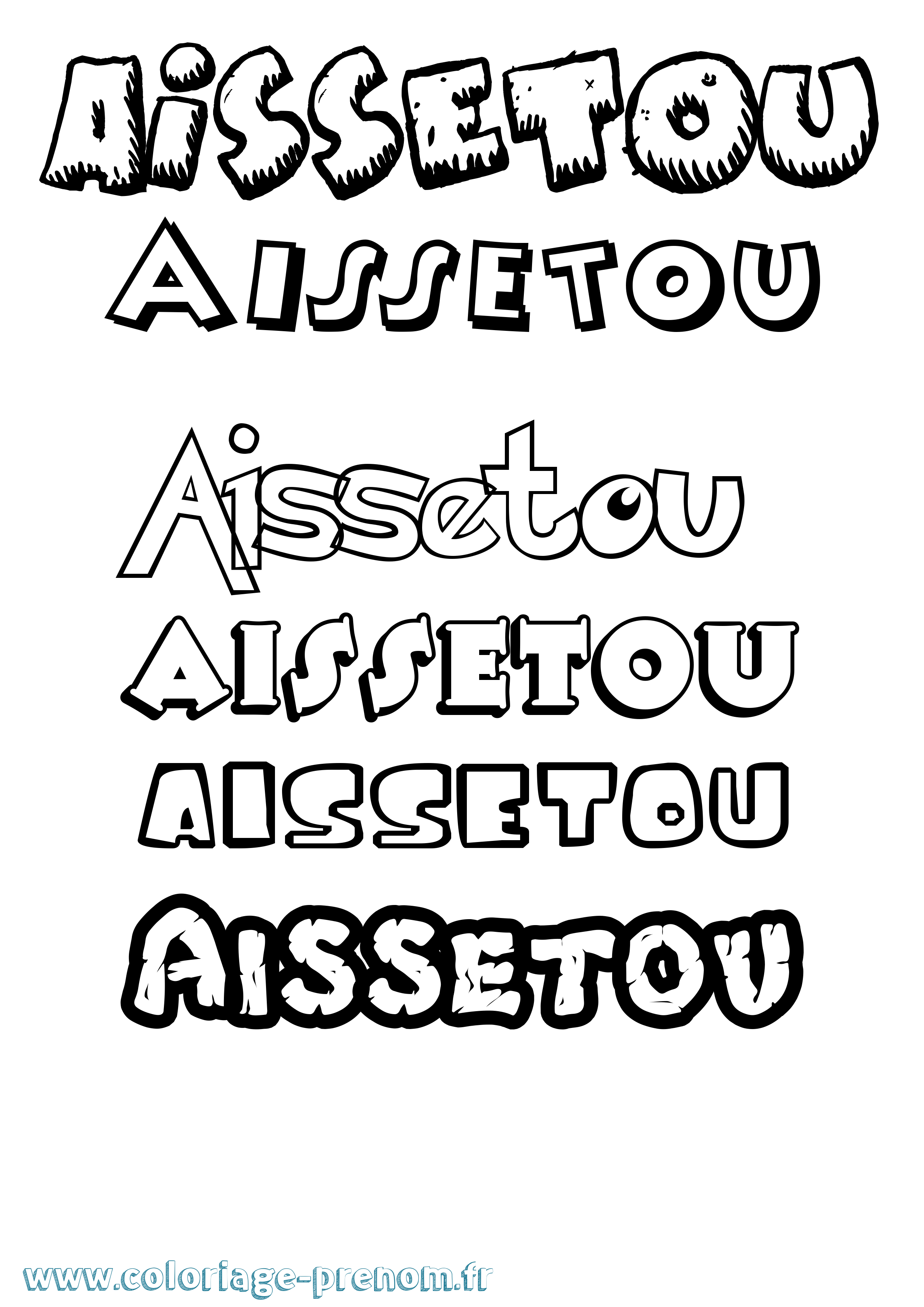Coloriage Aissetou Dessin Animé Coloriage prénom Aissetou Dessin Animé