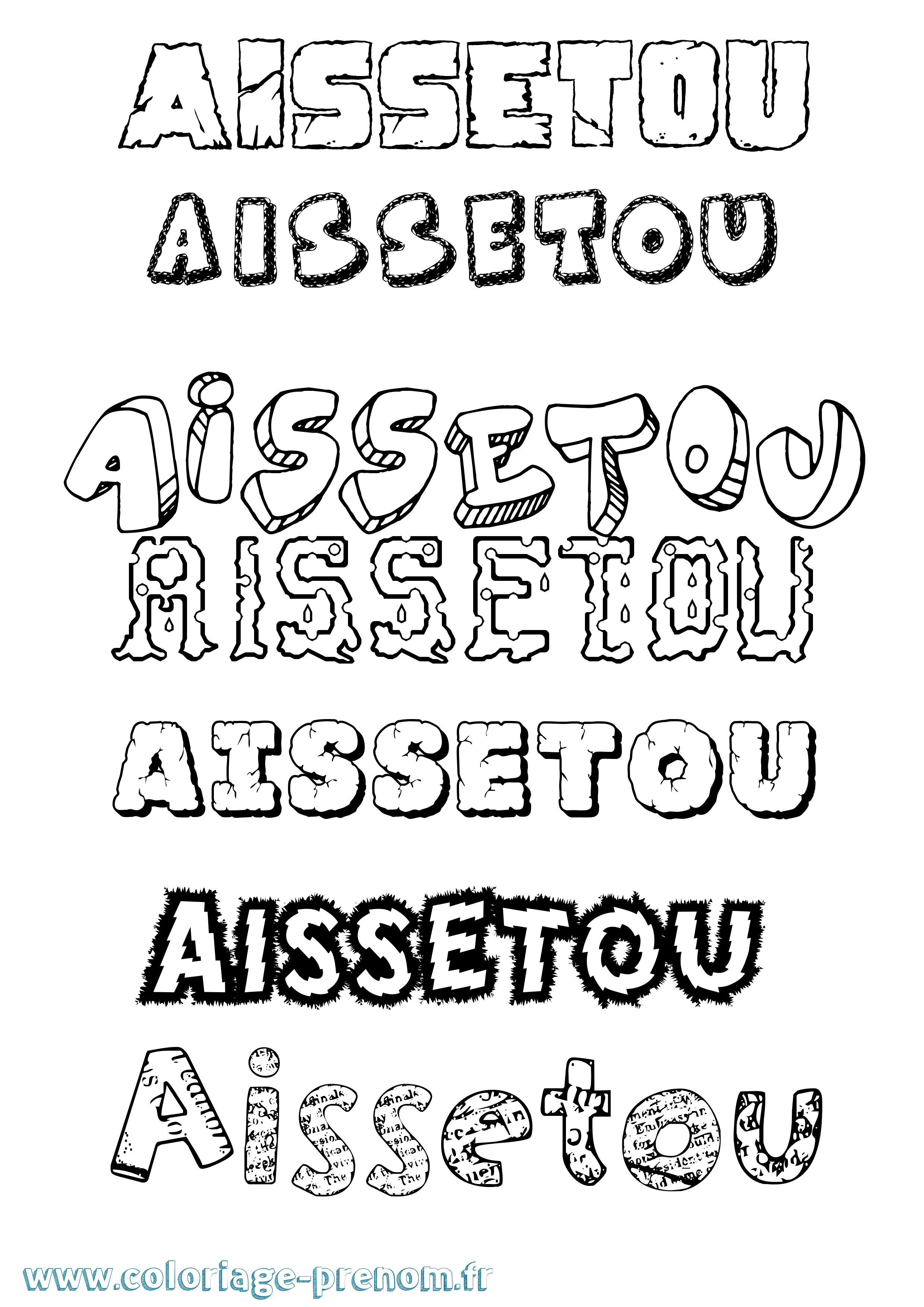 Coloriage Aissetou Destructuré Coloriage prénom Aissetou Destructuré