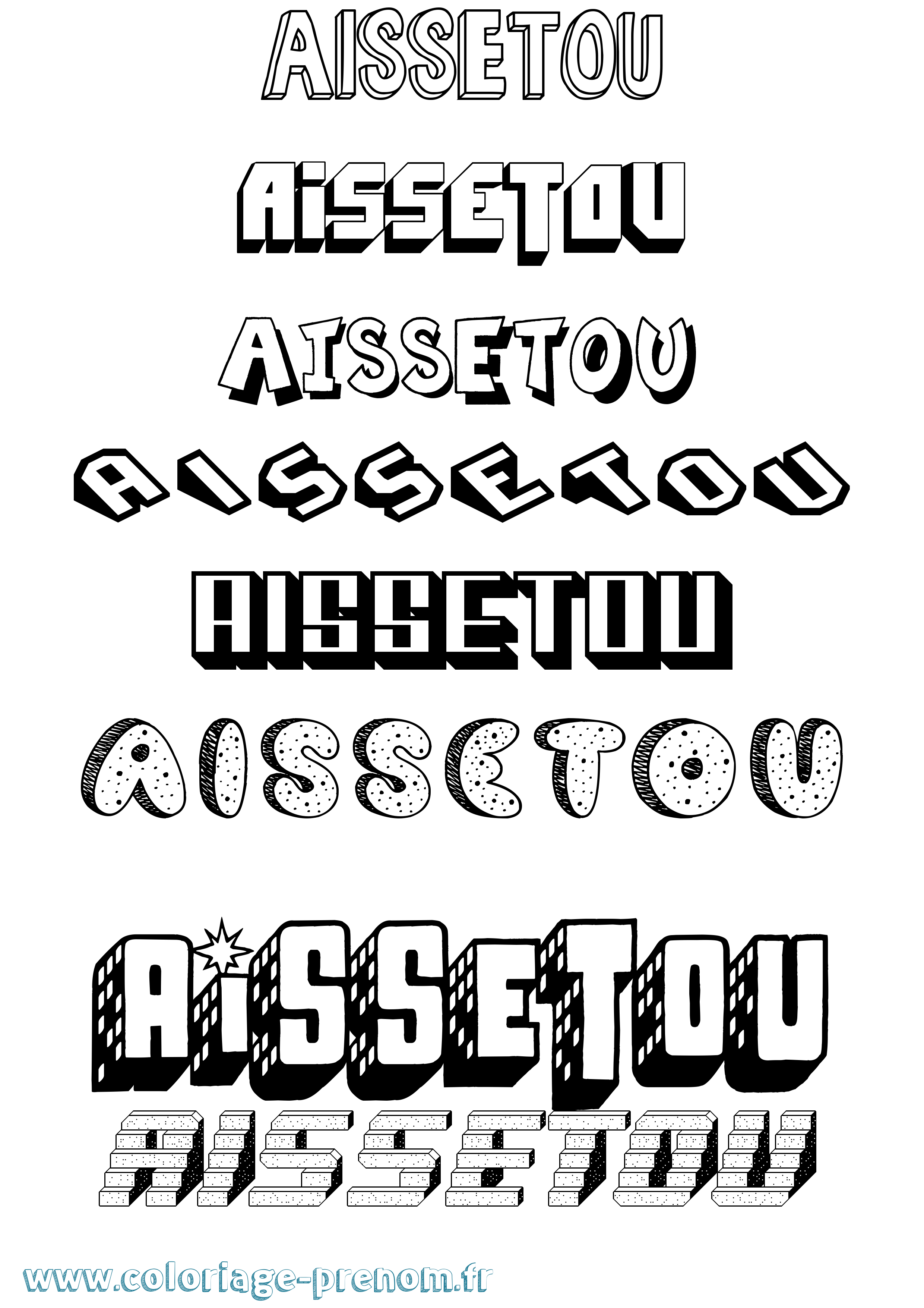 Coloriage Aissetou Effet 3D Coloriage prénom Aissetou Effet 3D