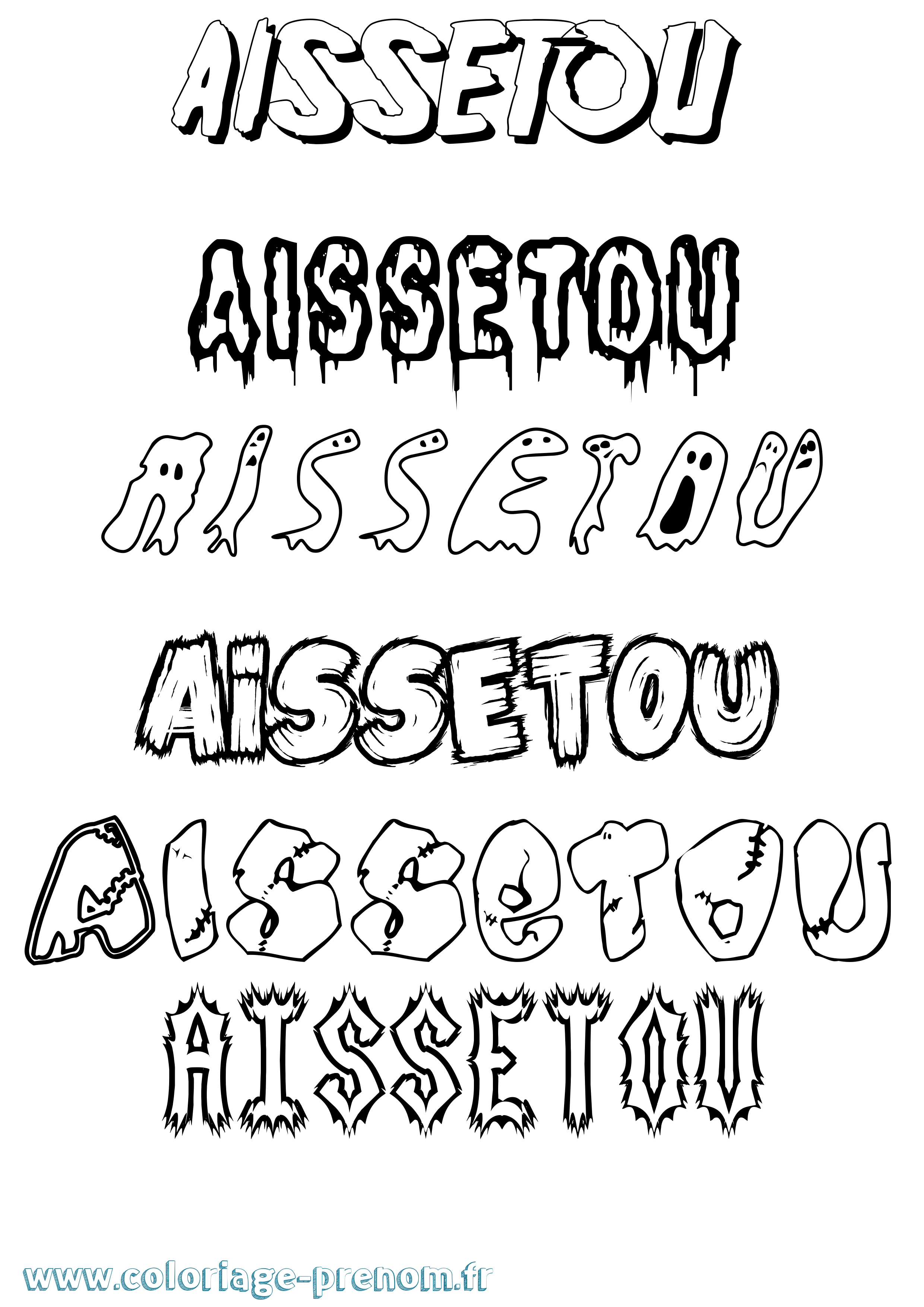 Coloriage Aissetou Frisson Coloriage prénom Aissetou Frisson