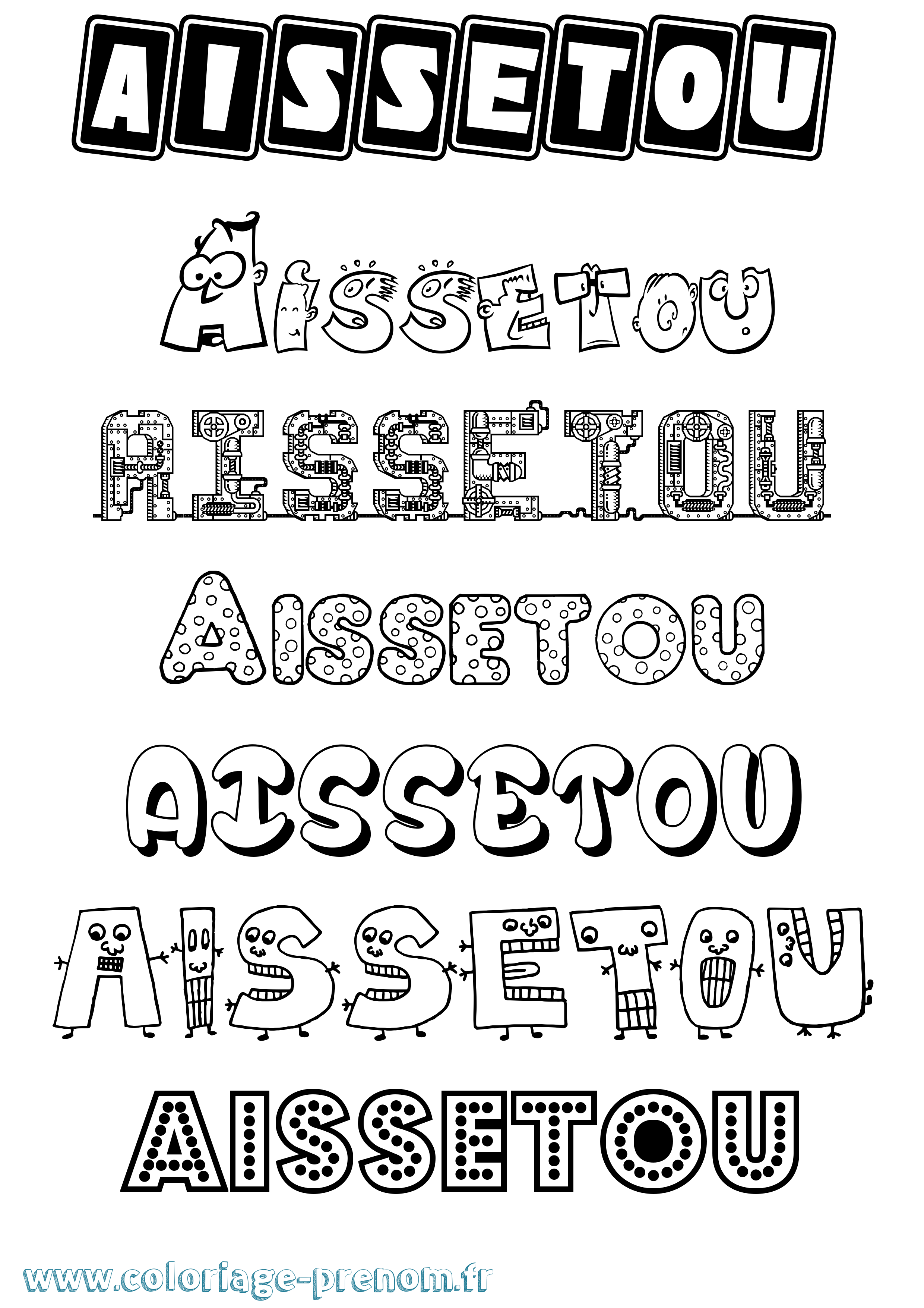 Coloriage Aissetou Fun Coloriage prénom Aissetou Fun