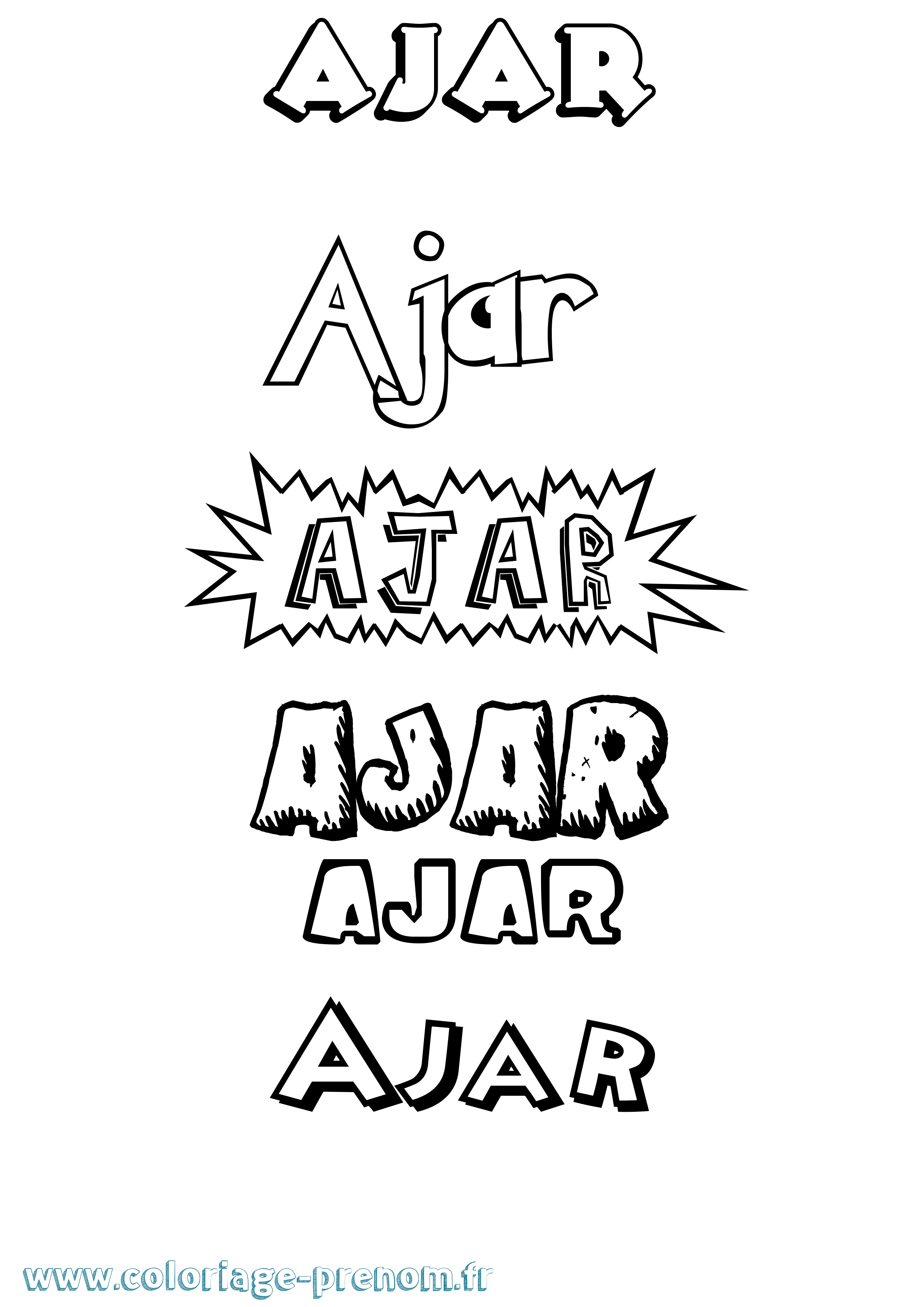 Coloriage Ajar Dessin Animé Coloriage prénom Ajar Dessin Animé