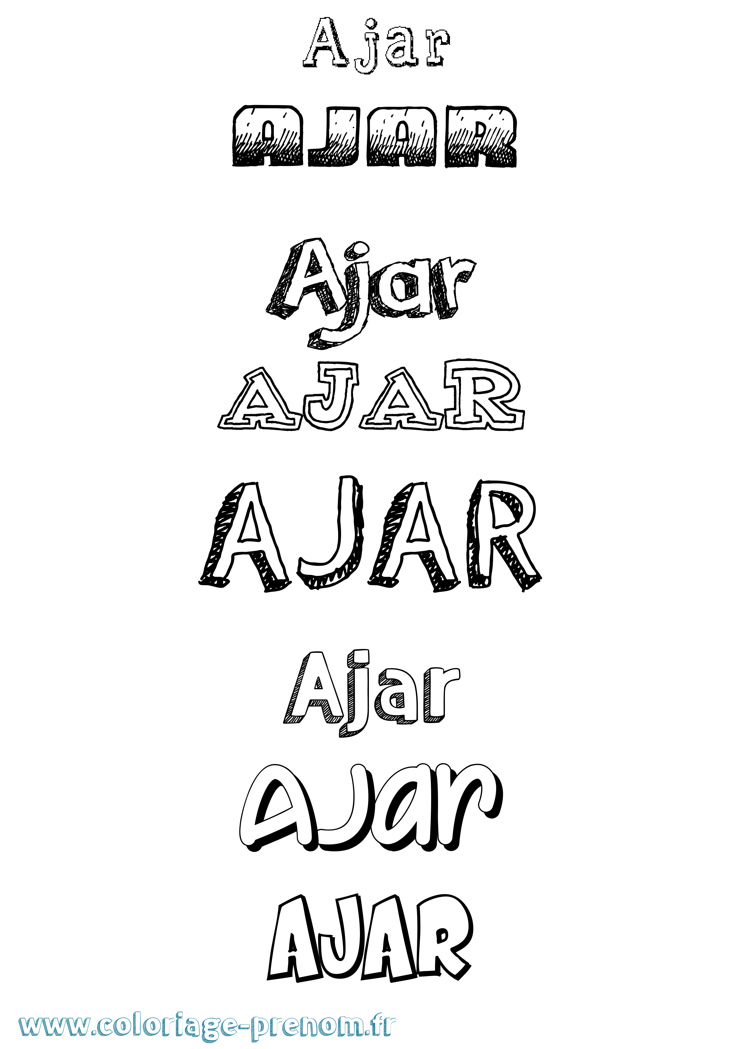 Coloriage Ajar Dessiné Coloriage prénom Ajar Dessiné