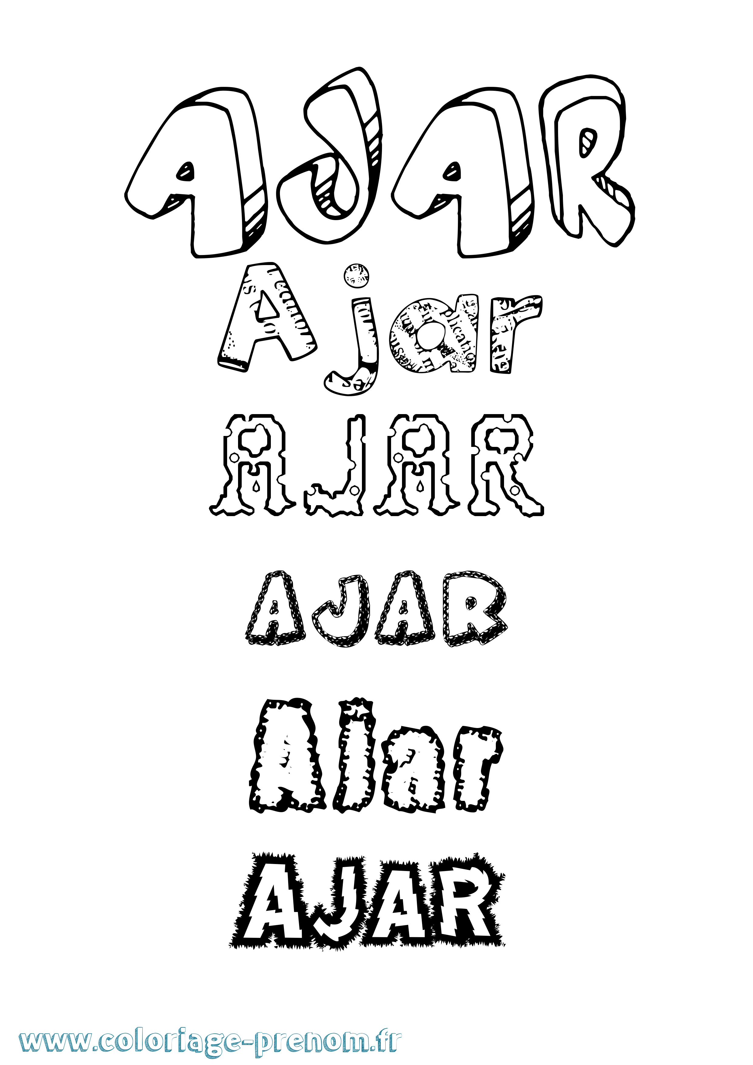 Coloriage Ajar Destructuré Coloriage prénom Ajar Destructuré