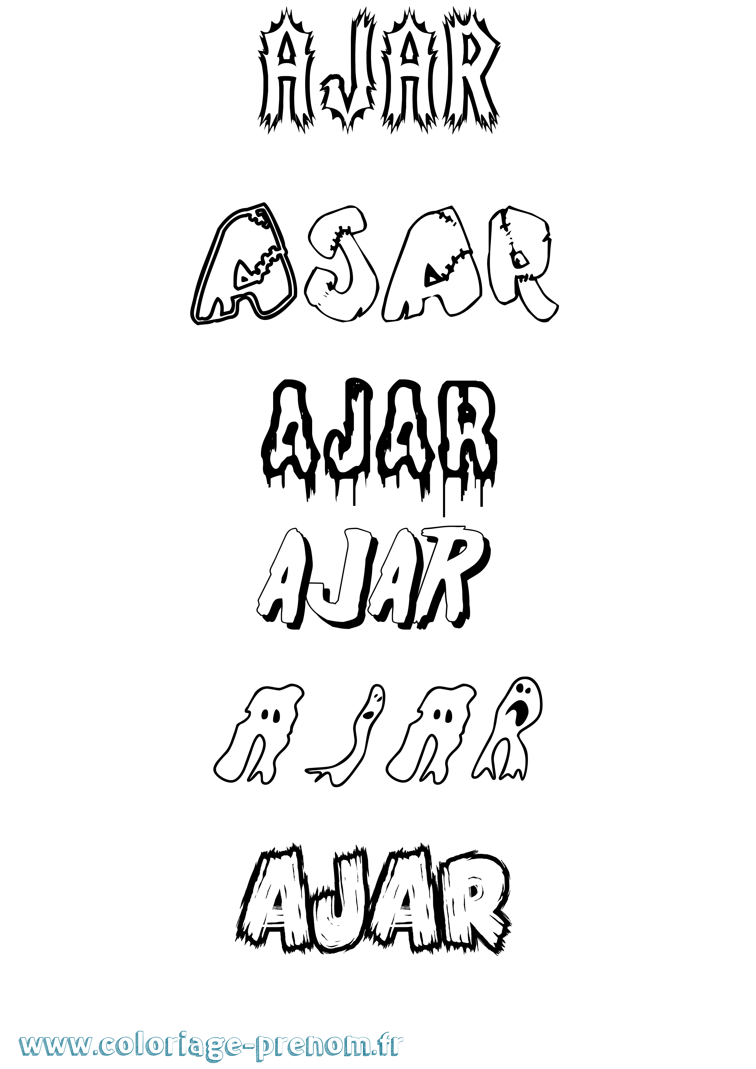 Coloriage Ajar Frisson Coloriage prénom Ajar Frisson