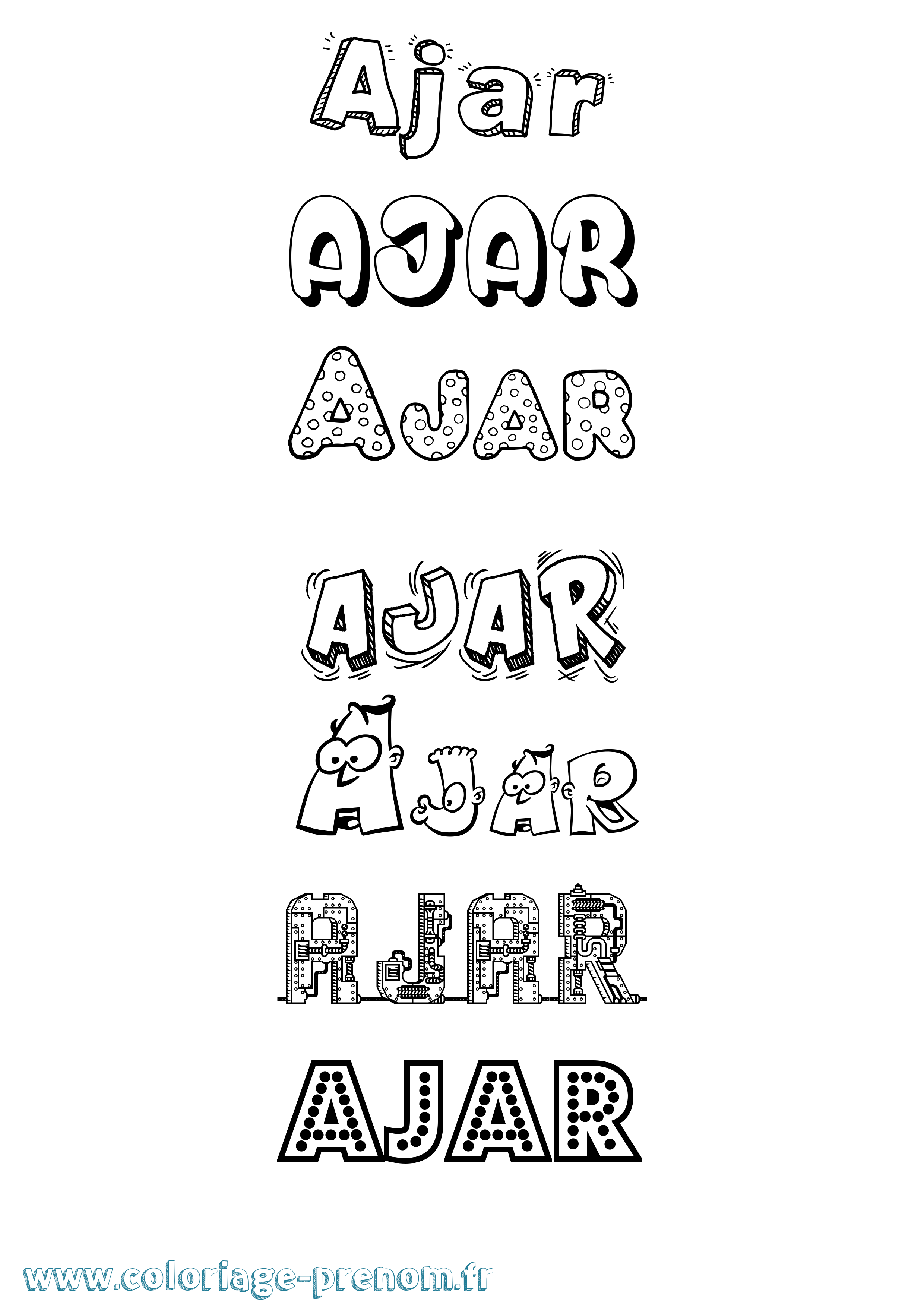 Coloriage Ajar Fun Coloriage prénom Ajar Fun