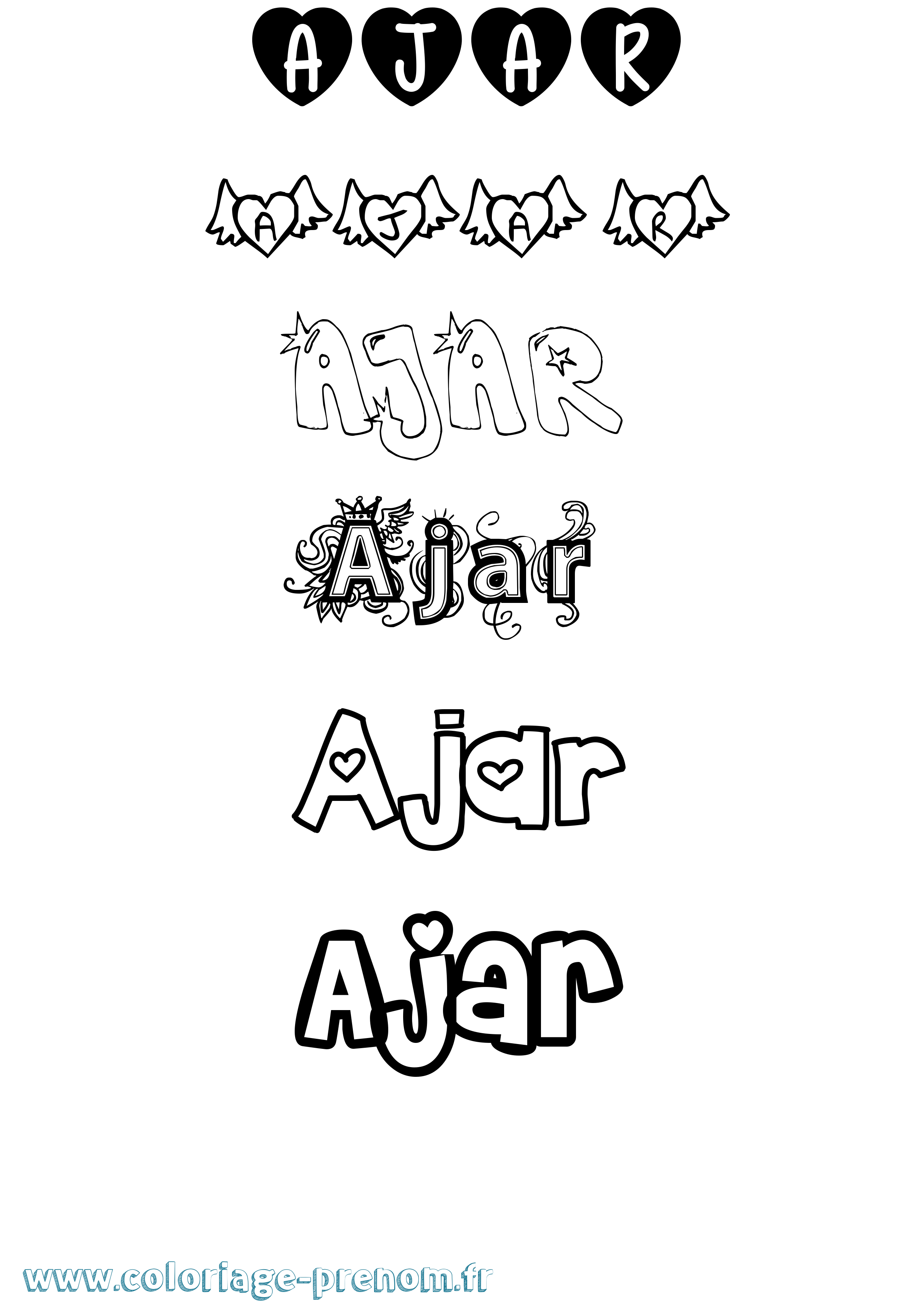 Coloriage Ajar Girly Coloriage prénom Ajar Girly