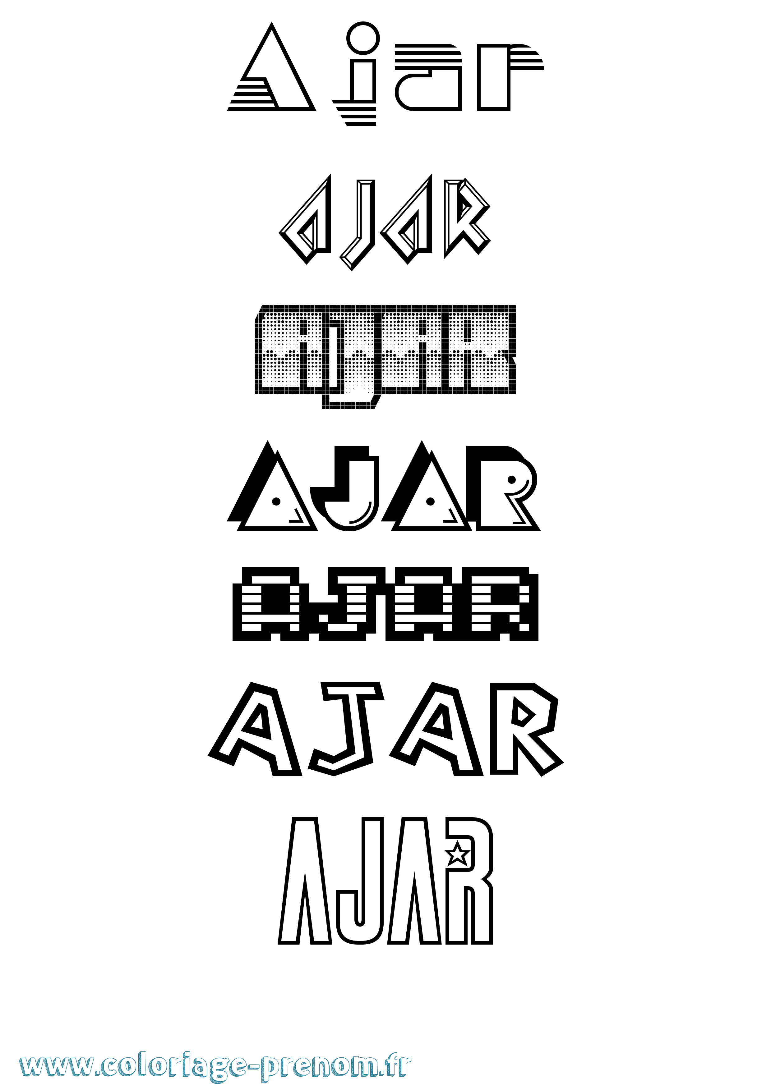 Coloriage Ajar Jeux Vidéos Coloriage prénom Ajar Jeux Vidéos