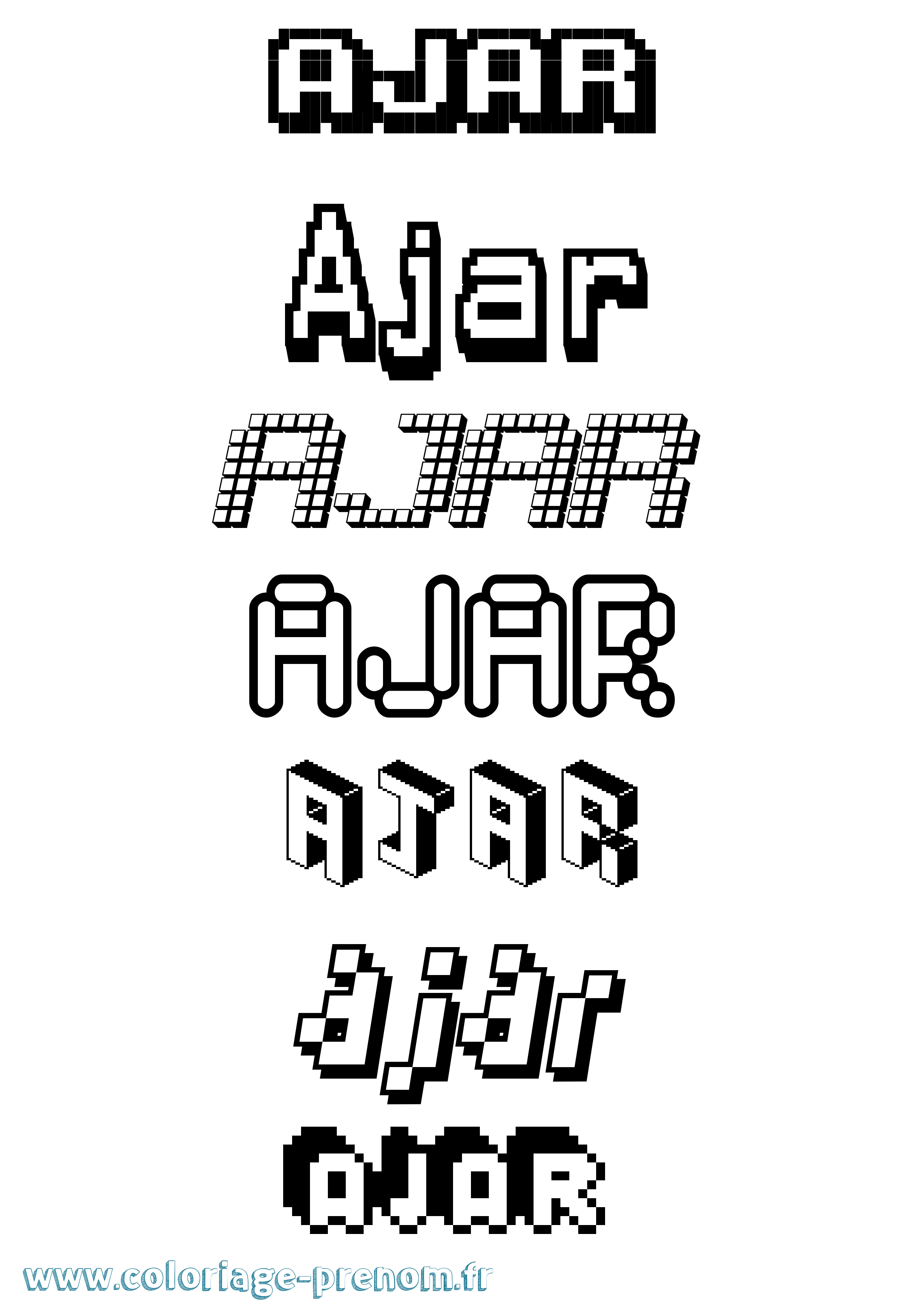 Coloriage Ajar Pixel Coloriage prénom Ajar Pixel