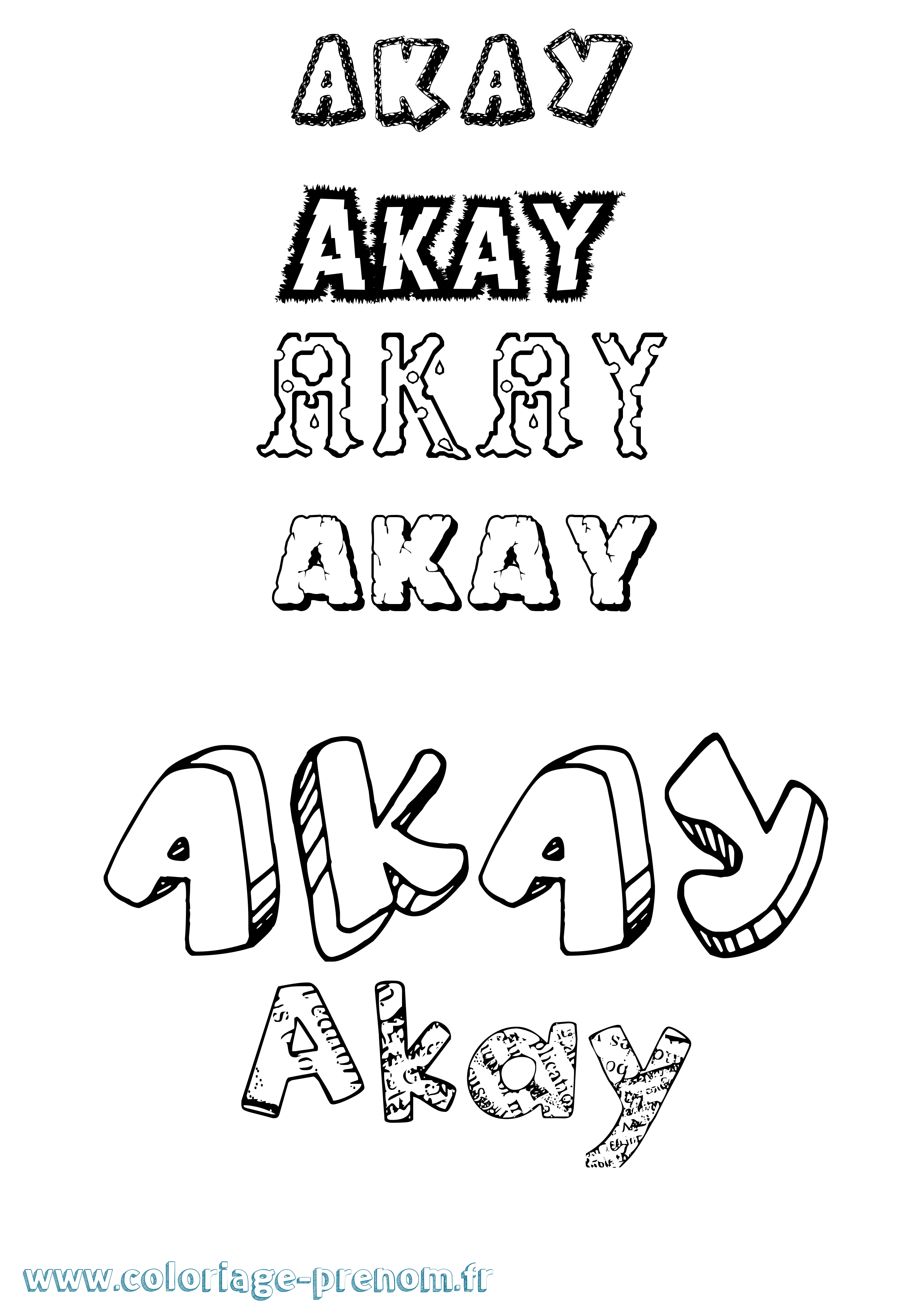 Coloriage Akay Destructuré Coloriage prénom Akay Destructuré