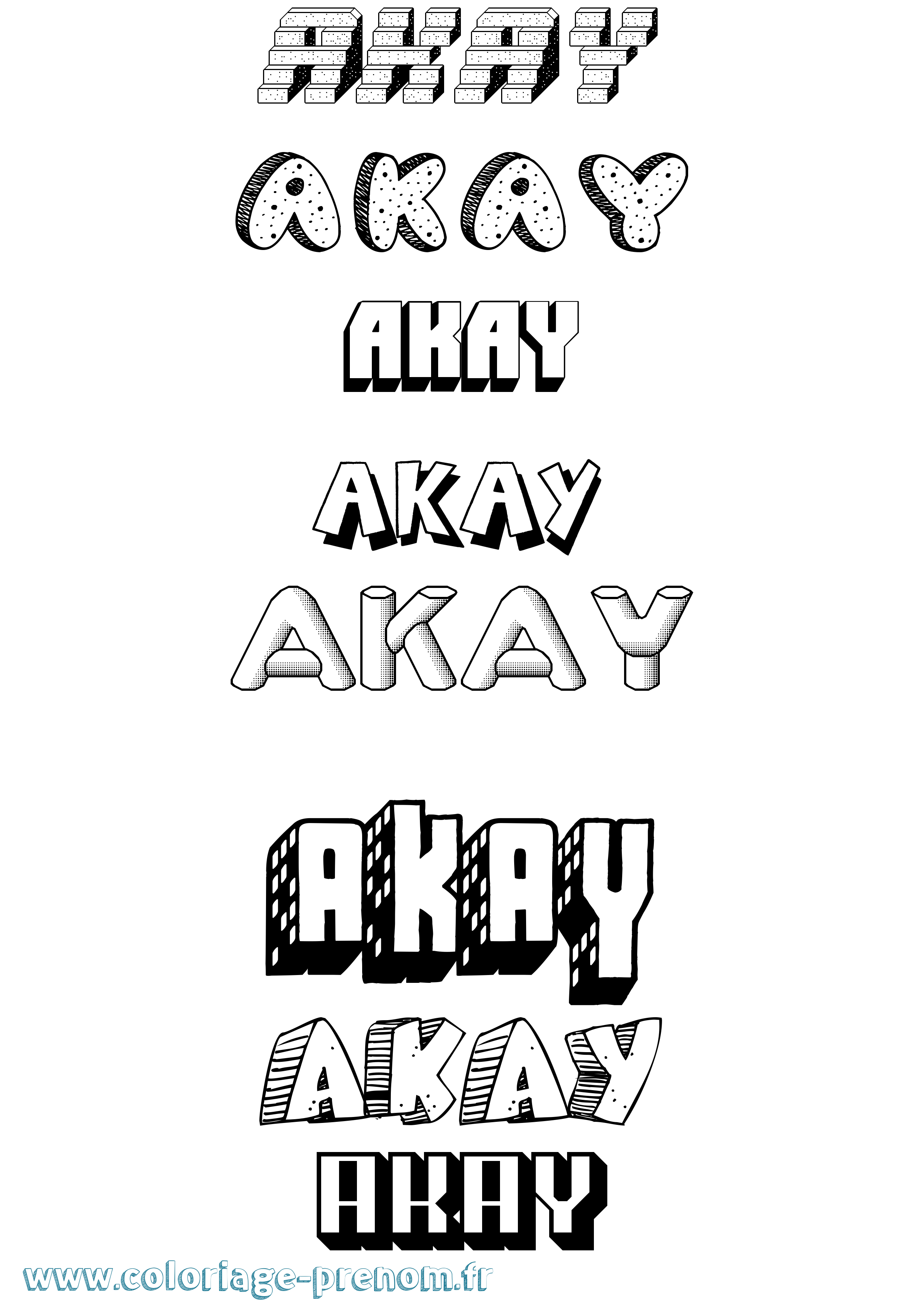 Coloriage Akay Effet 3D Coloriage prénom Akay Effet 3D