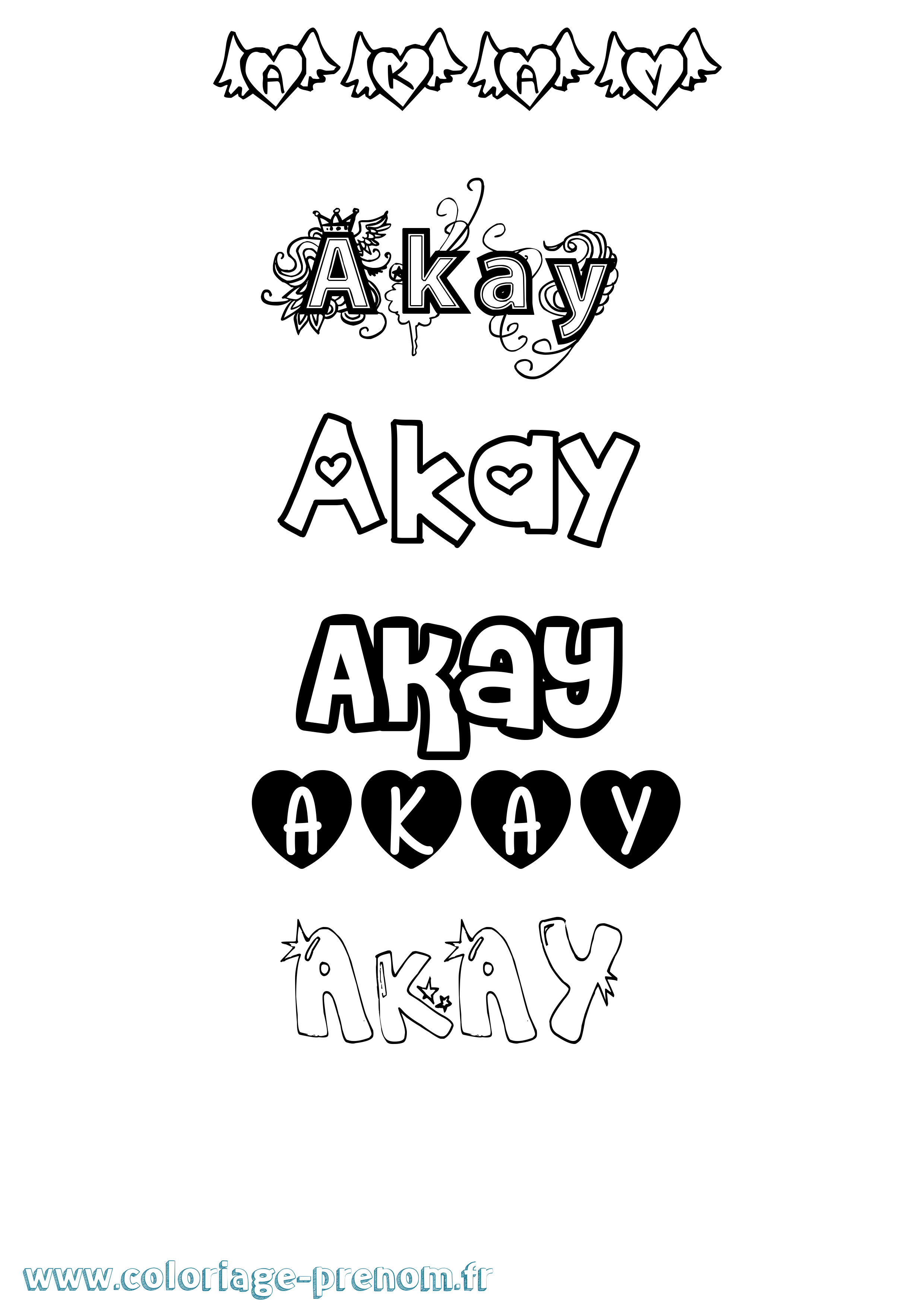 Coloriage Akay Girly Coloriage prénom Akay Girly