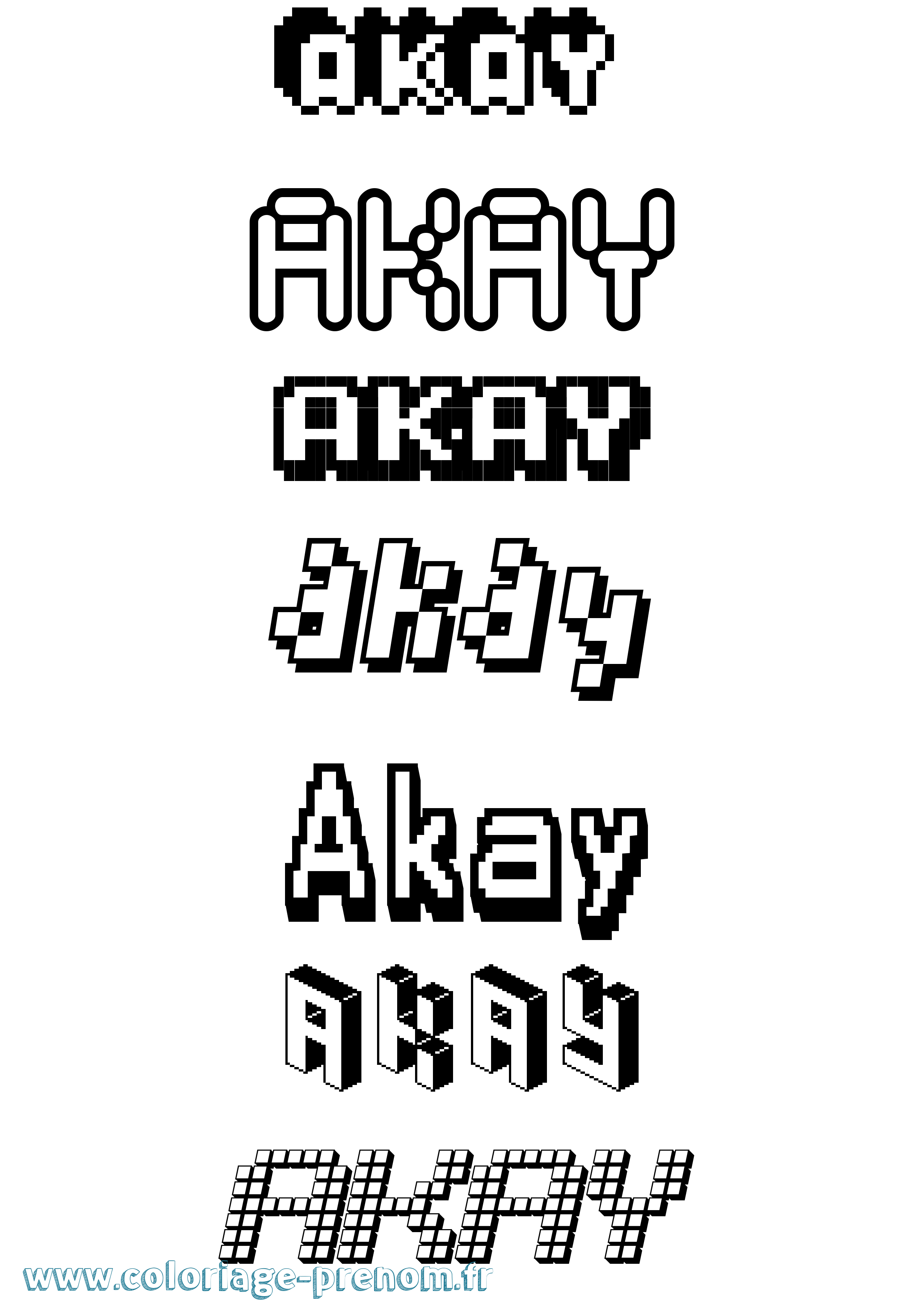 Coloriage Akay Pixel Coloriage prénom Akay Pixel
