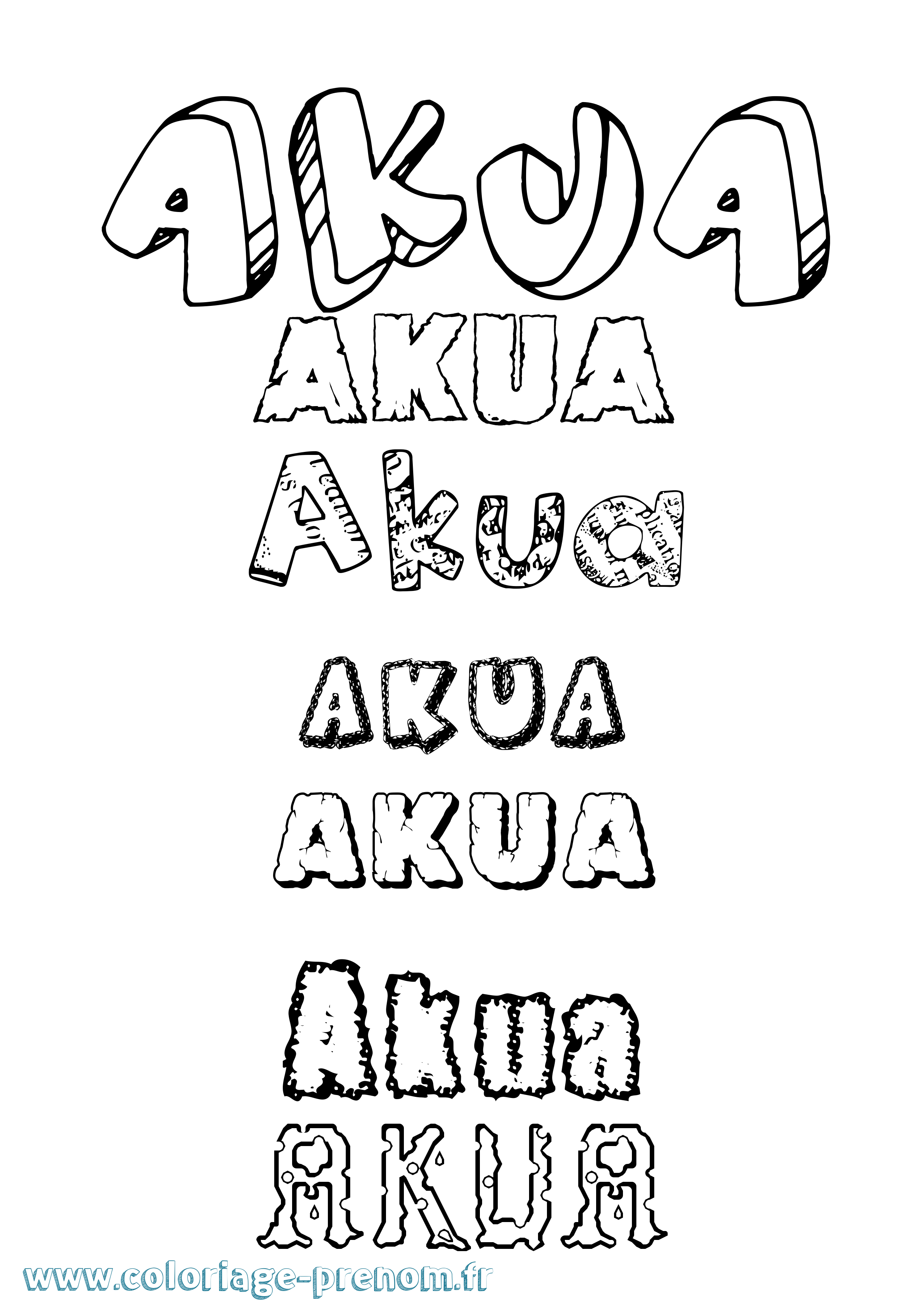 Coloriage Akua Destructuré Coloriage prénom Akua Destructuré