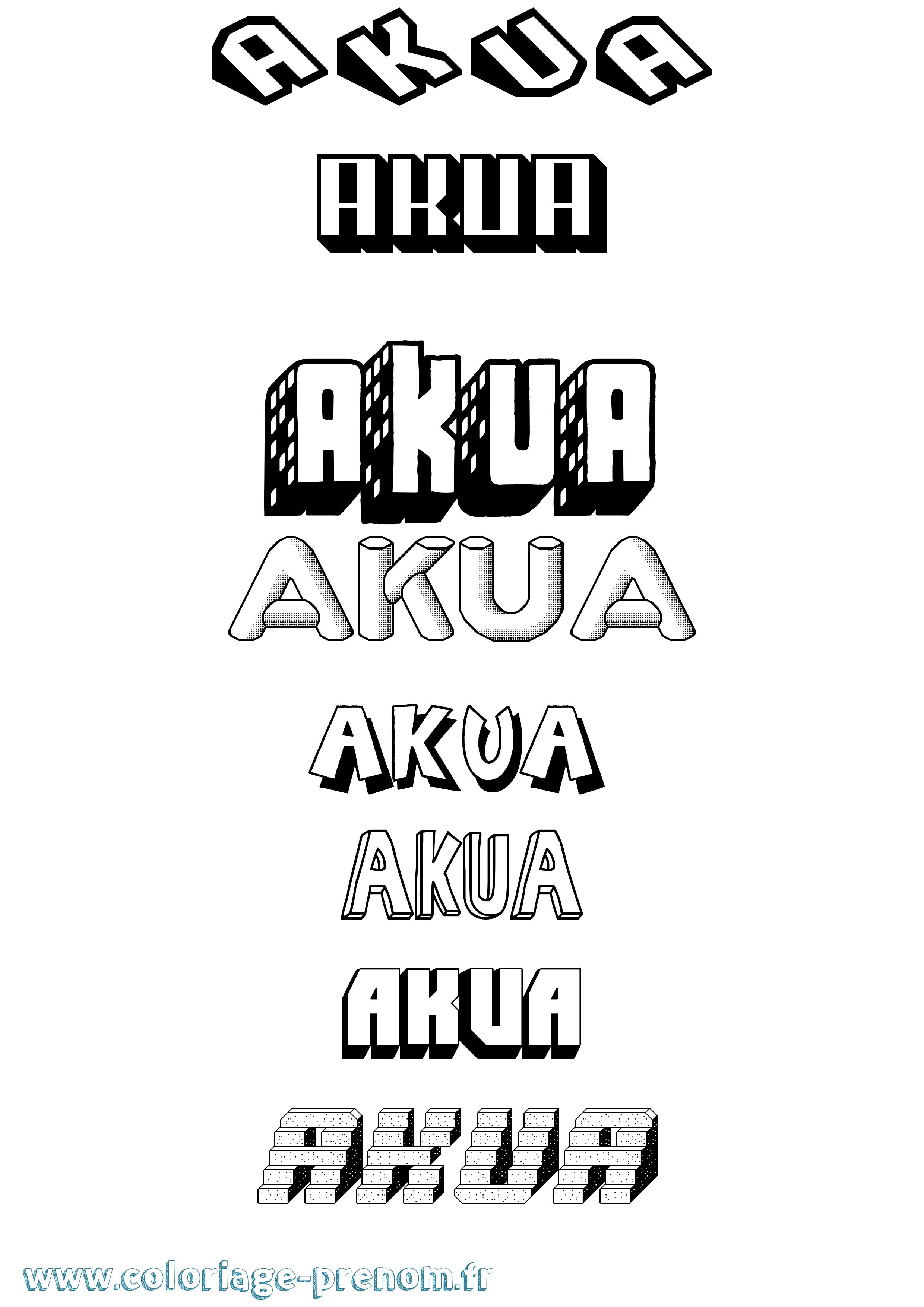 Coloriage Akua Effet 3D Coloriage prénom Akua Effet 3D