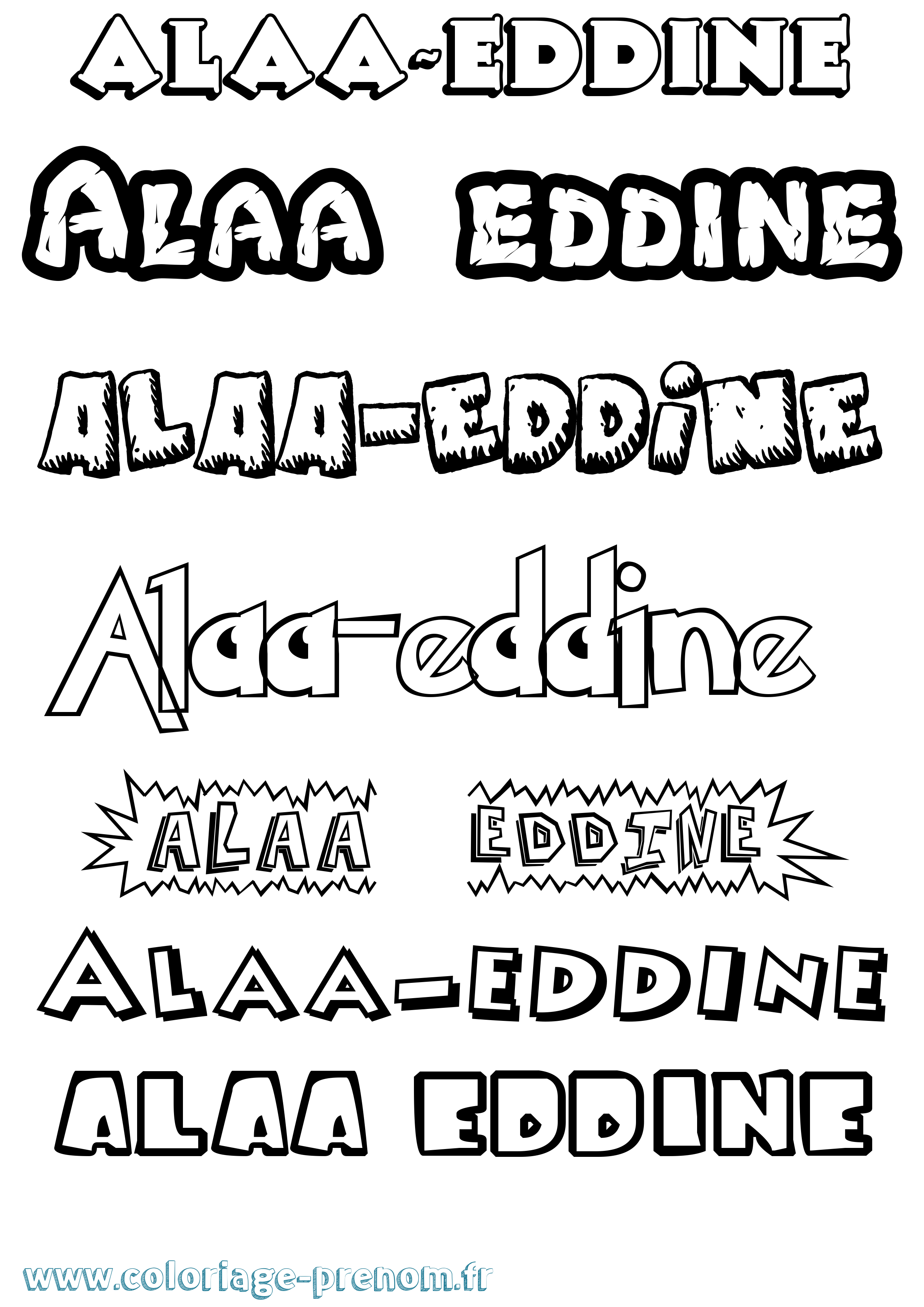 Coloriage Alaa-Eddine Dessin Animé Coloriage prénom Alaa-Eddine Dessin Animé